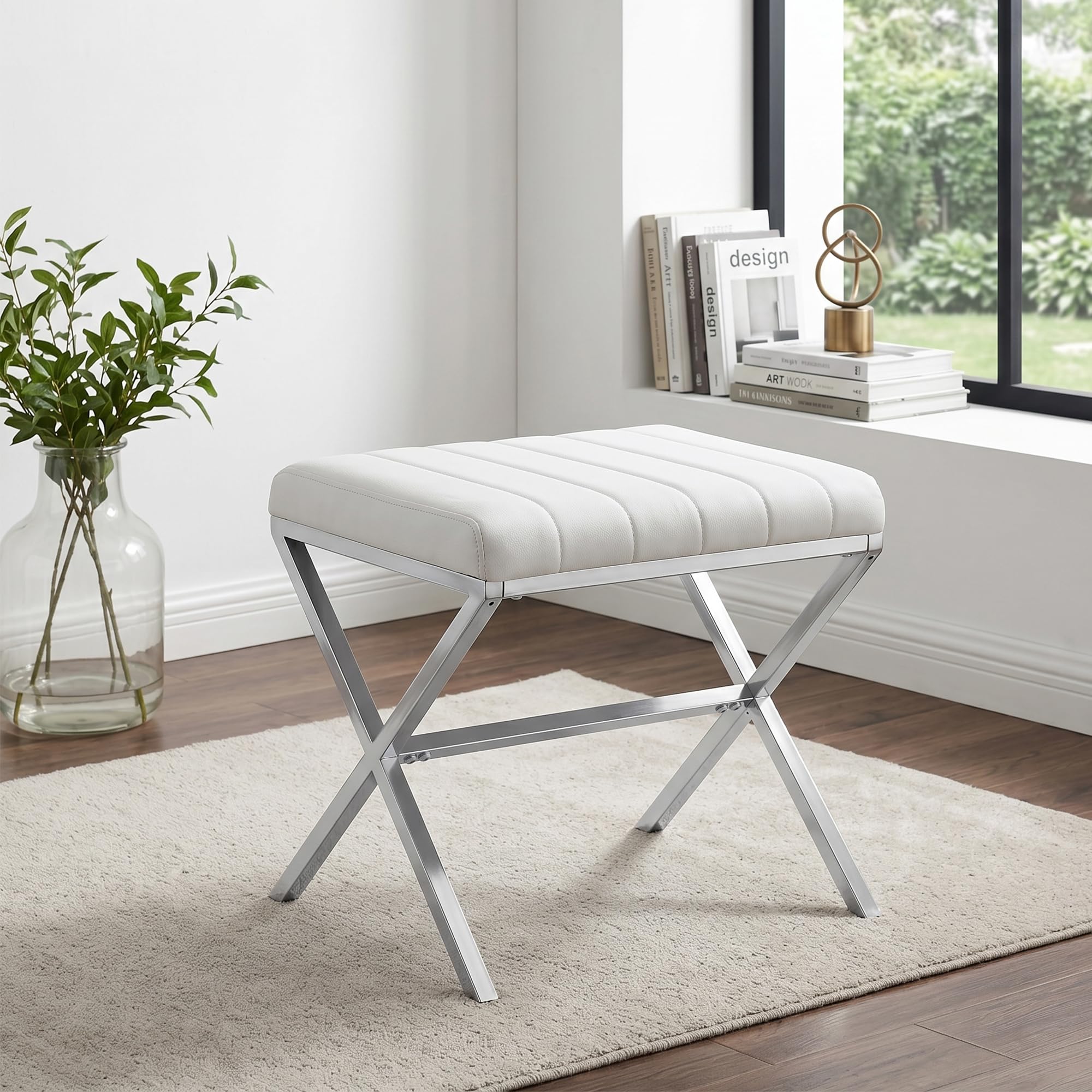DUHOME Vanity Stool White