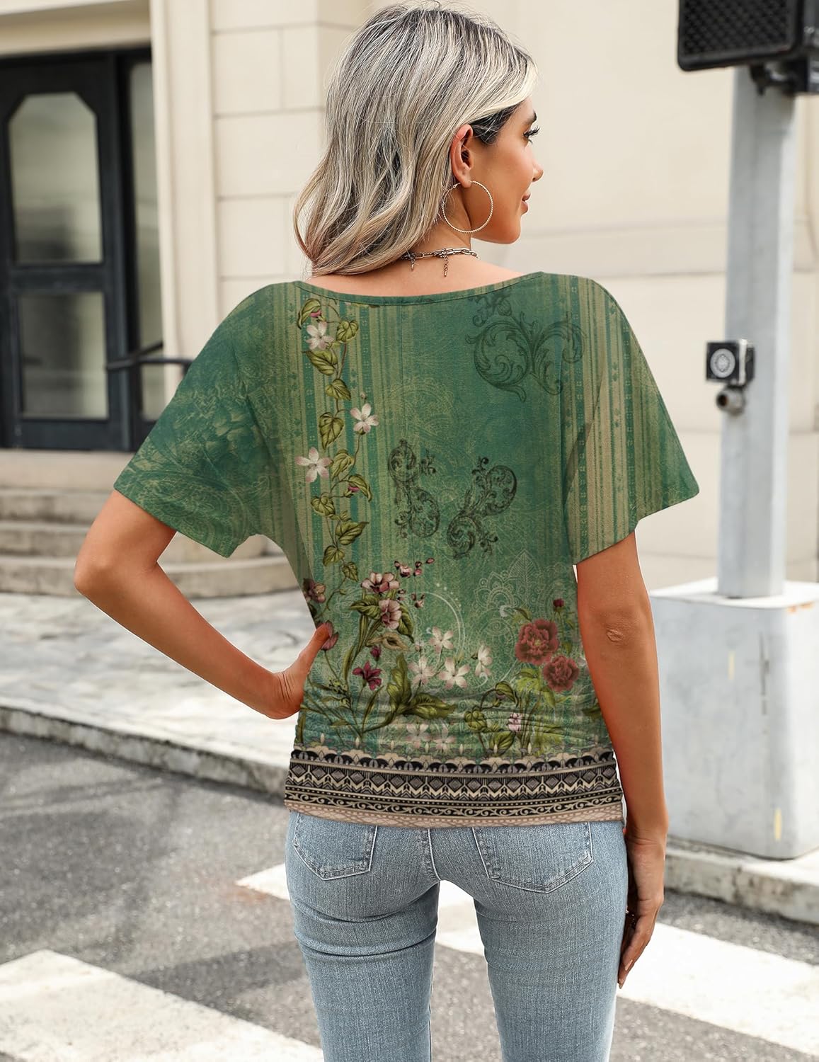 Zeagoo Womens Blouses Dressy Causal Short Sleeve Tops Ruched Flattering V Neck Tshirt Business Work Tunic - Image 4