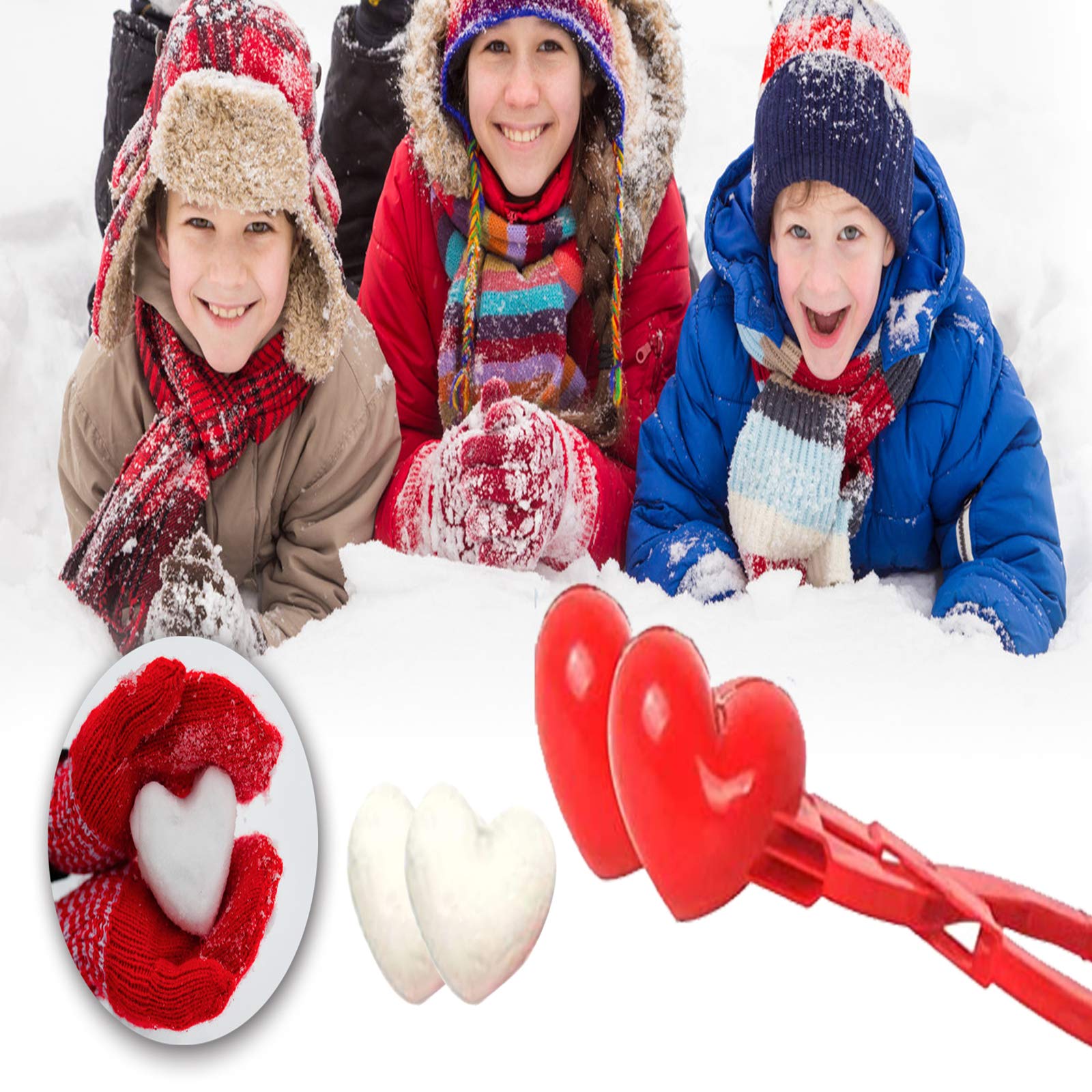 Holady Large Size Double Love Heart Snowball Maker Tool, Snowballs Maker  Heart Shape, Perfect Outdoor Play Snow Toys on Valentine's Day, for Snow  Ball