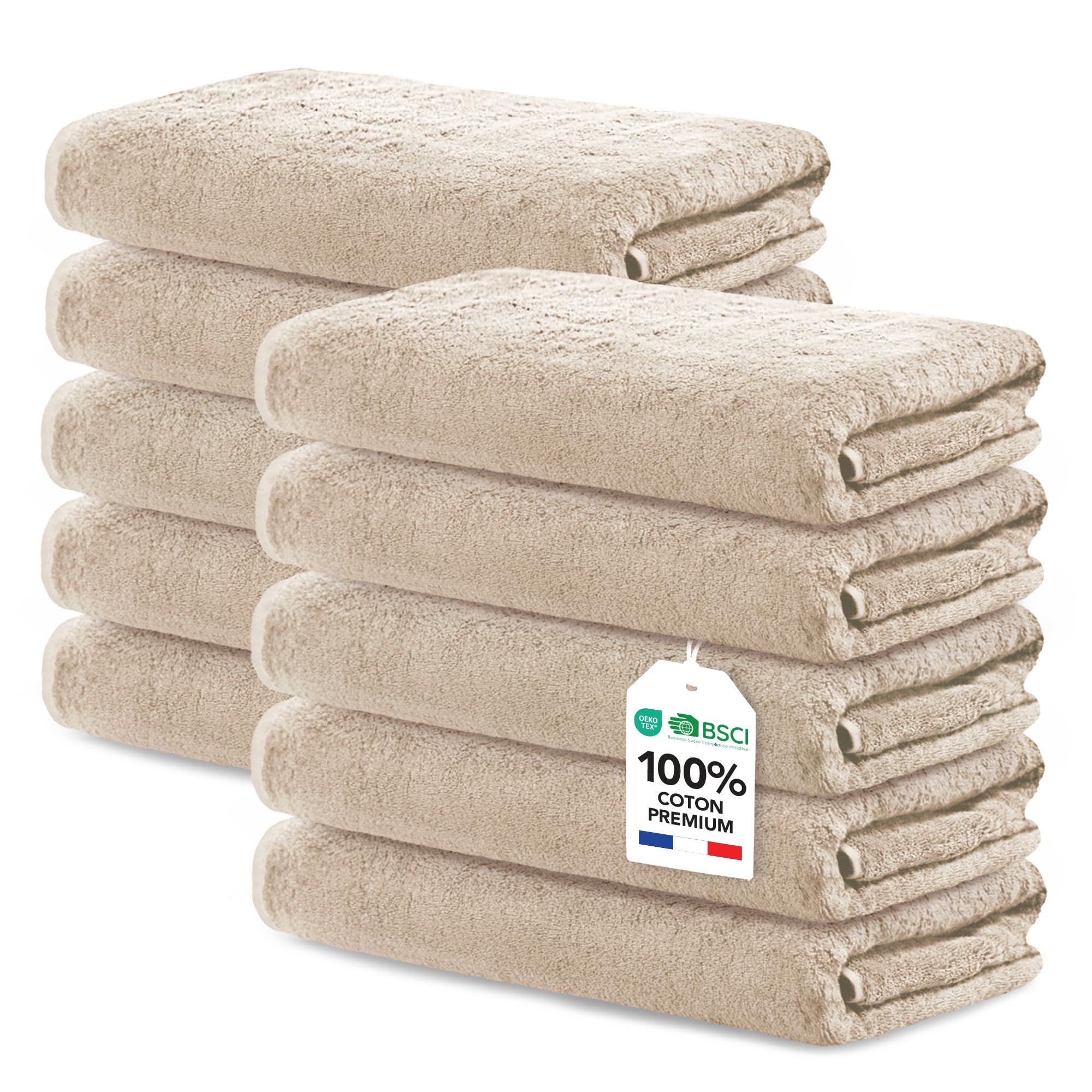 Serviettes de toilette ultra absorbantes Ôhm en coton certifié Oeko-TEX