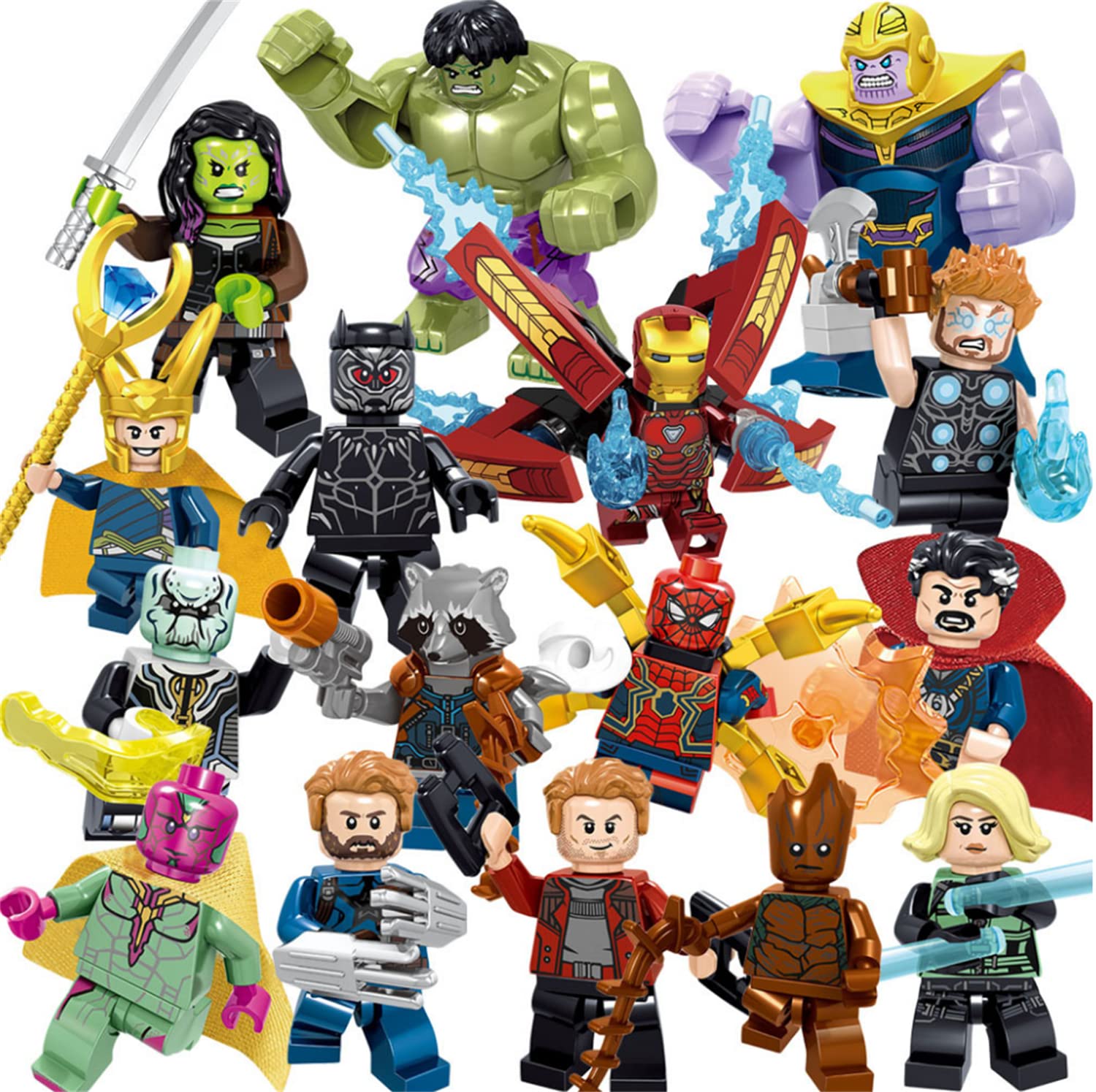 rnnothwe 16PCS Action Figures Building Blocks Set,1.65-2.95Inchs Mini Figure Collectible Battle Building Blocks Minifigures Kit, Movies Fans Combat Figures Toy