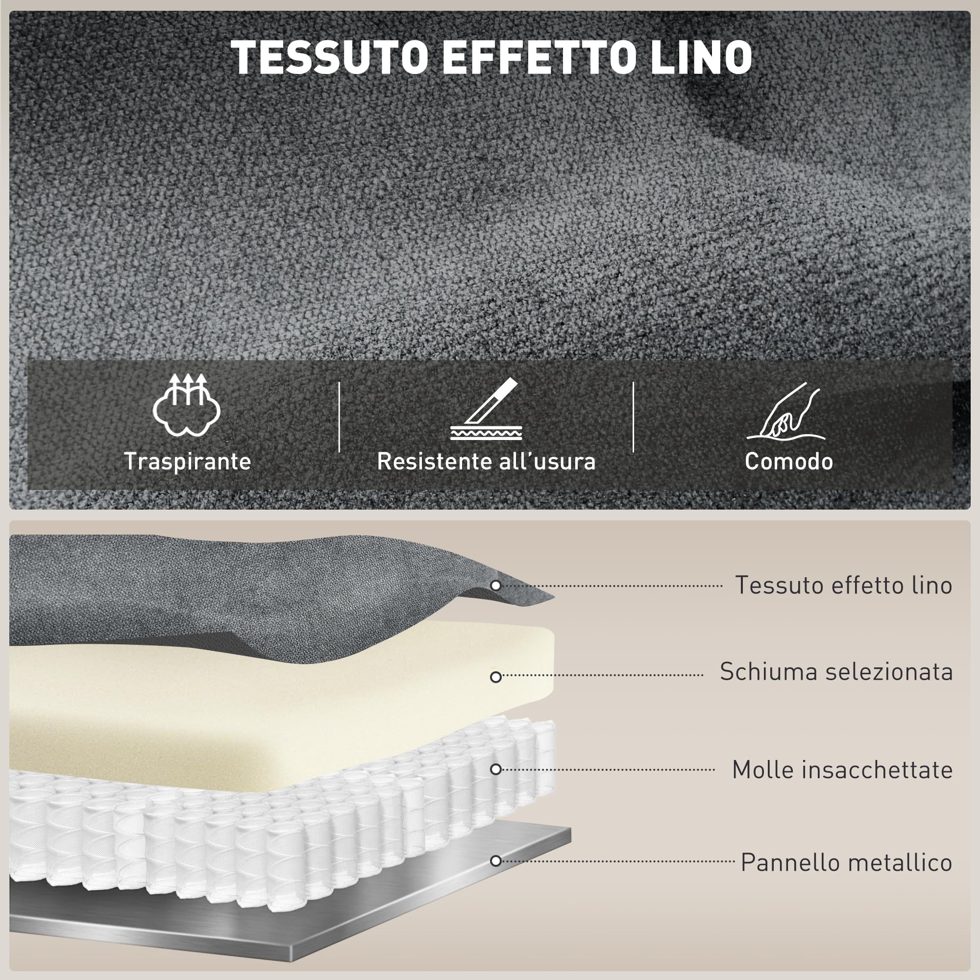 HOMCOM Poltrona Relax Manuale Ergonomica in Tessuto, Poltrona Reclinabile a 150° e Poggiapiedi per Casa e Ufficio, 93x88x102cm, Grigio Scuro