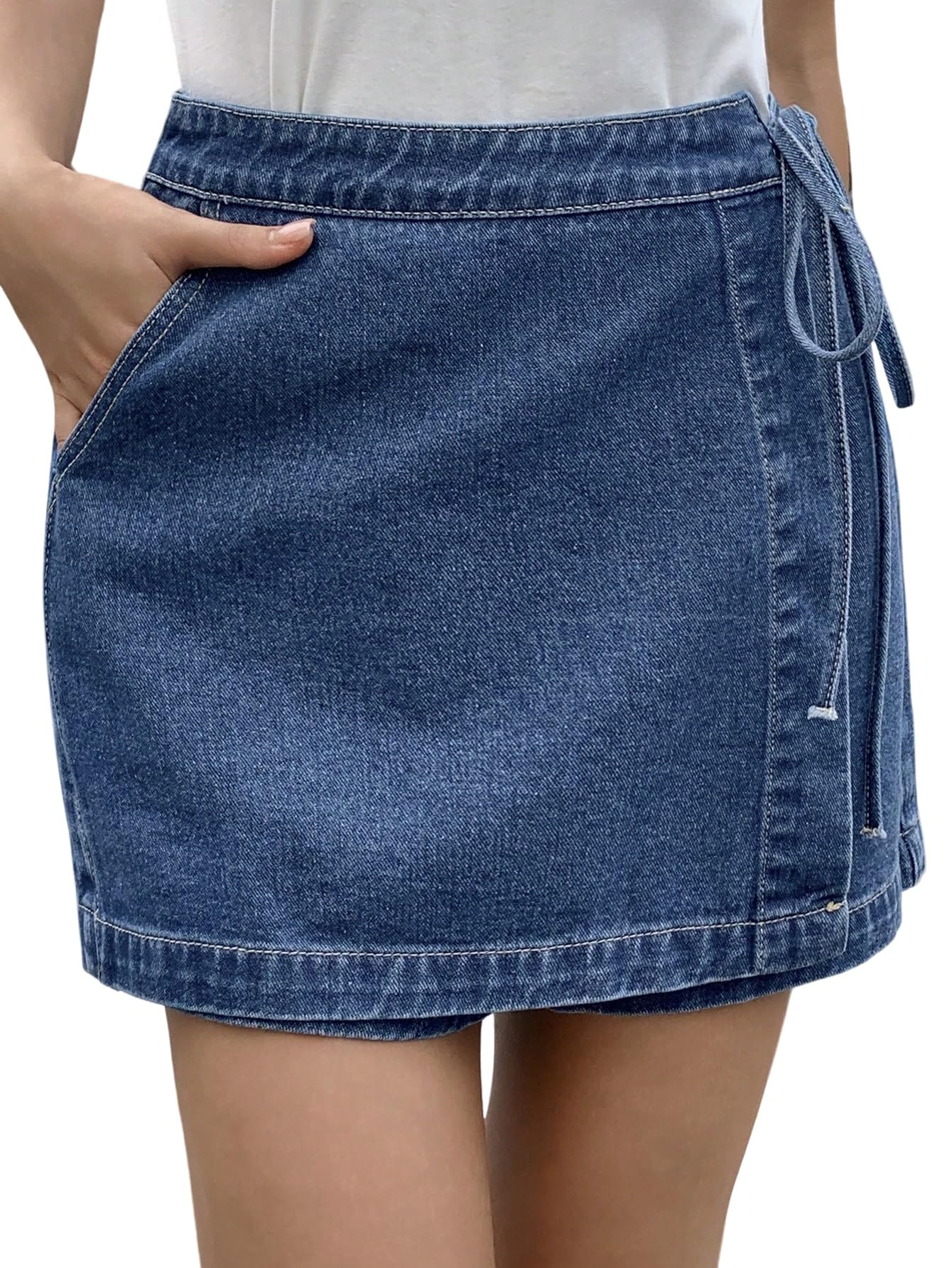 SOLY HUX Falda vaquera para mujer Y2K Leoparden Jeans Shorts Verano Falda Vaquera Skort Pantalones Cortos de Verano Leo Vacaciones Casual Minifalda