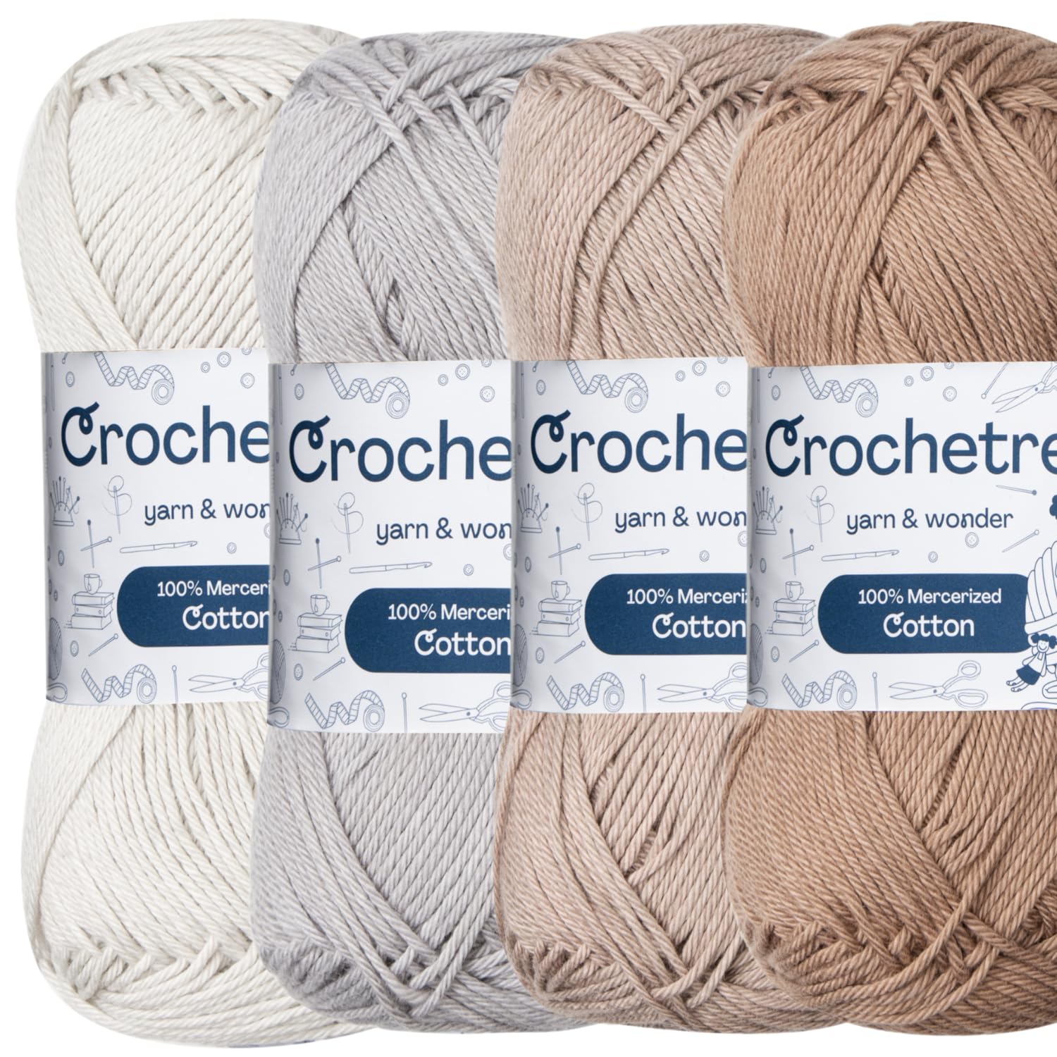 Crochetree Premium Mercerized Cotton Yarn for Crochet & Knitting – Fingering Weight 4-Ply, 50g (1.76 oz) / 125 m (136 yds), High-Gloss, Anti-Splitting, Fade-Resistant Cotton (Pastel Spring) — view 7