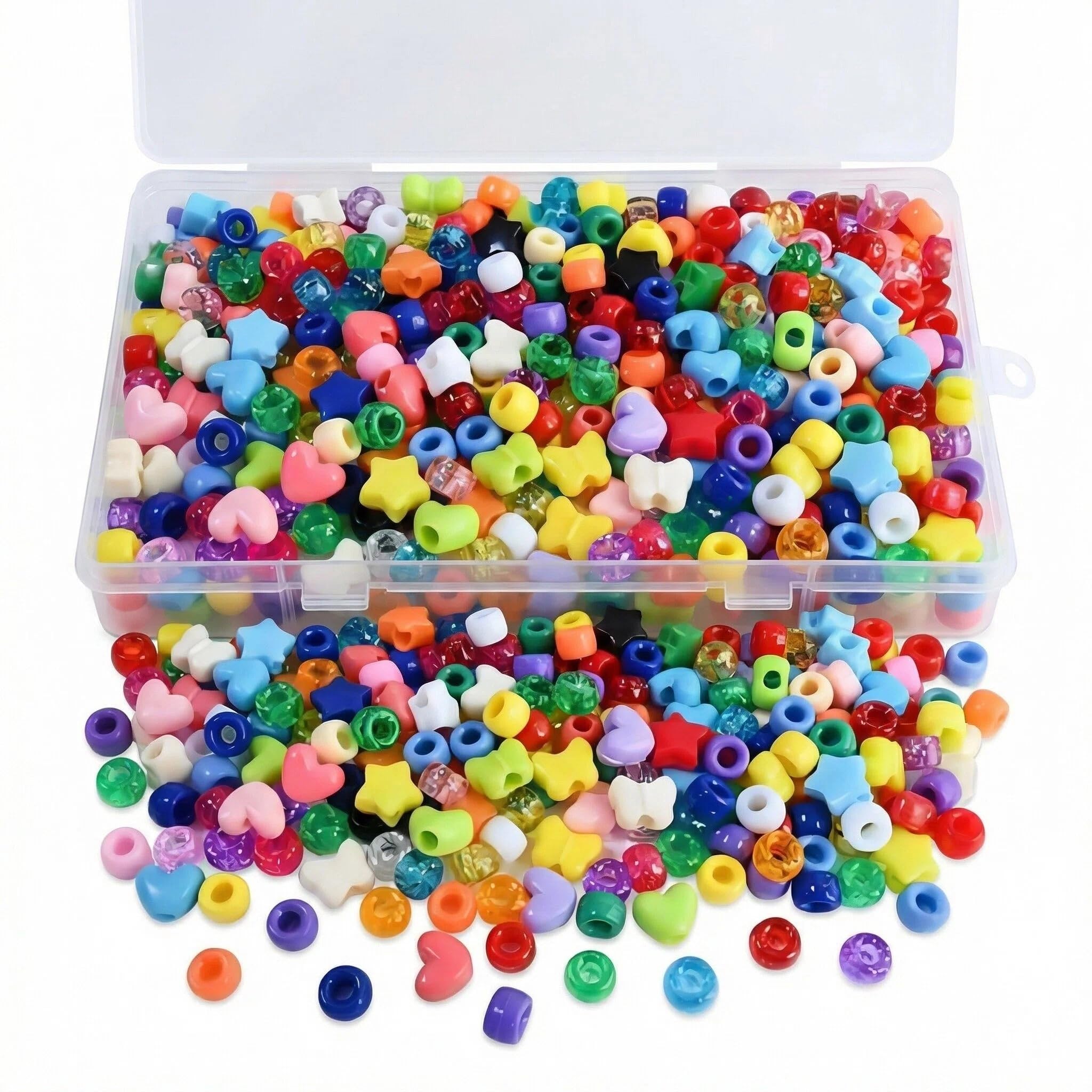 300PCS Hair Braiding Beads, Pony Beads with Box, Beads for Bracelet. (A1)