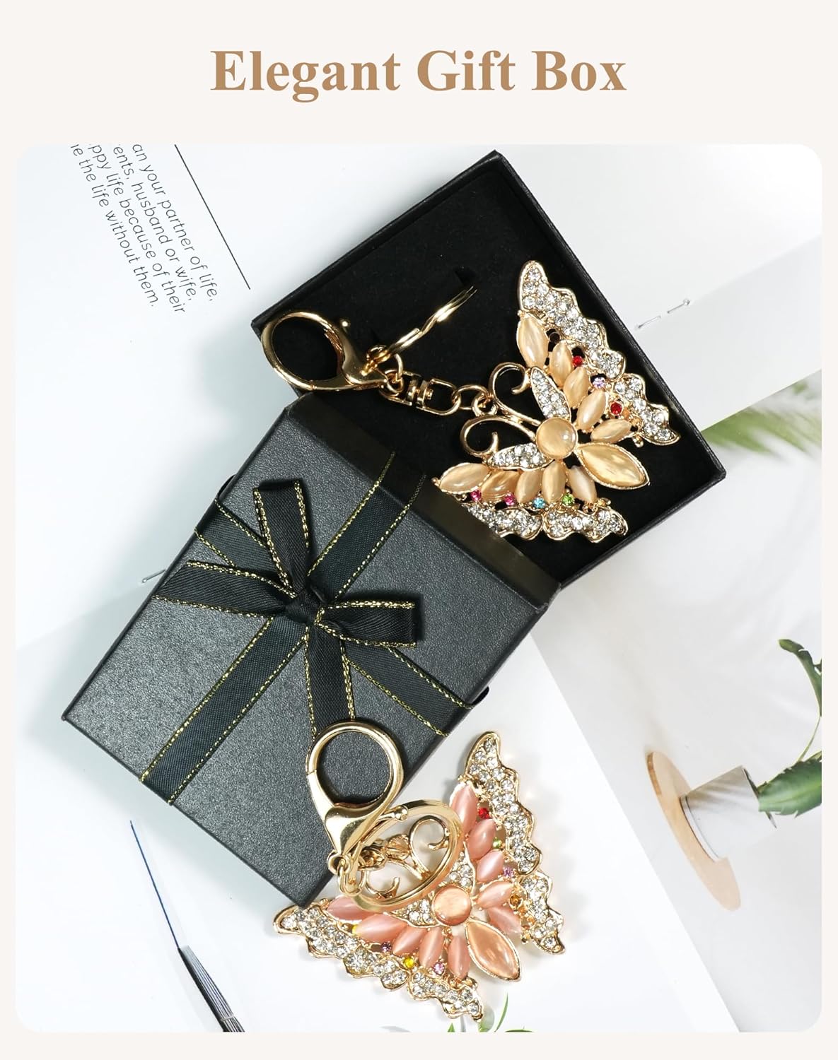 Fmeida Butterfly Keychain for Women - Crystal Rhinestone Bag Charm, Bling Keychain Accessory for Handbags/Purses/Backpacks - Image 5