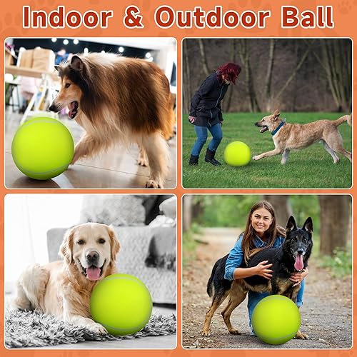 Miniatura 4 de QDAN Pelota de tenis gigante grande para perros pelotas prémium de 9.5 pulgadas para perros para jugar al aire libre, perro, pelota de tenis grande