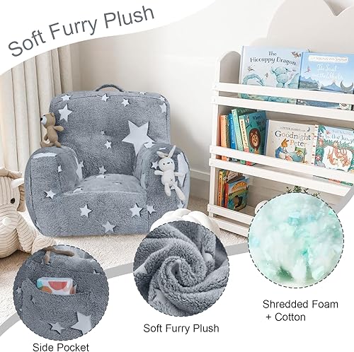 Miniatura 8 de MeMoreCool Sofá para niños, sofá brillante, cómodo sofá para niños, sofá puf para dormitorio, muebles de sala de juegos, silla de felpa suave para