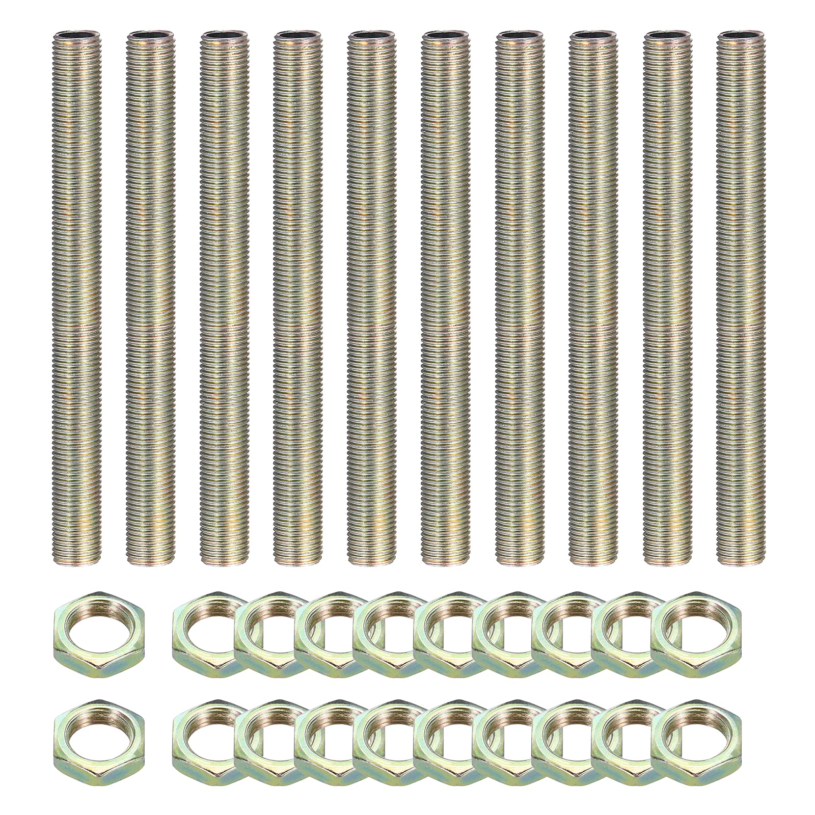 sourcing map Lamp Pipe Nipples Kit with Lock Nuts M10x1 10Pcs 100mm โ image 1