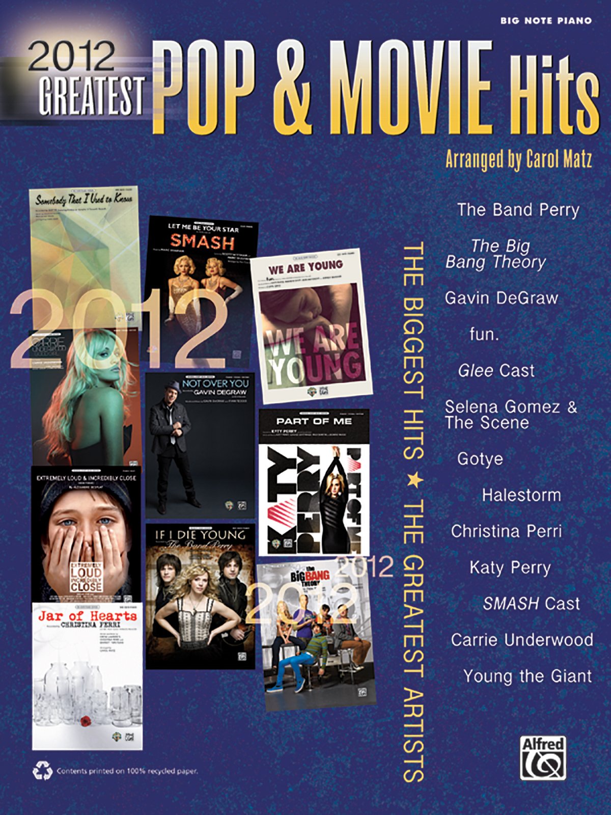Greatest Pop & Movie Hits 2012: The Biggest Hits The Greatest Artists (Big Note Piano)