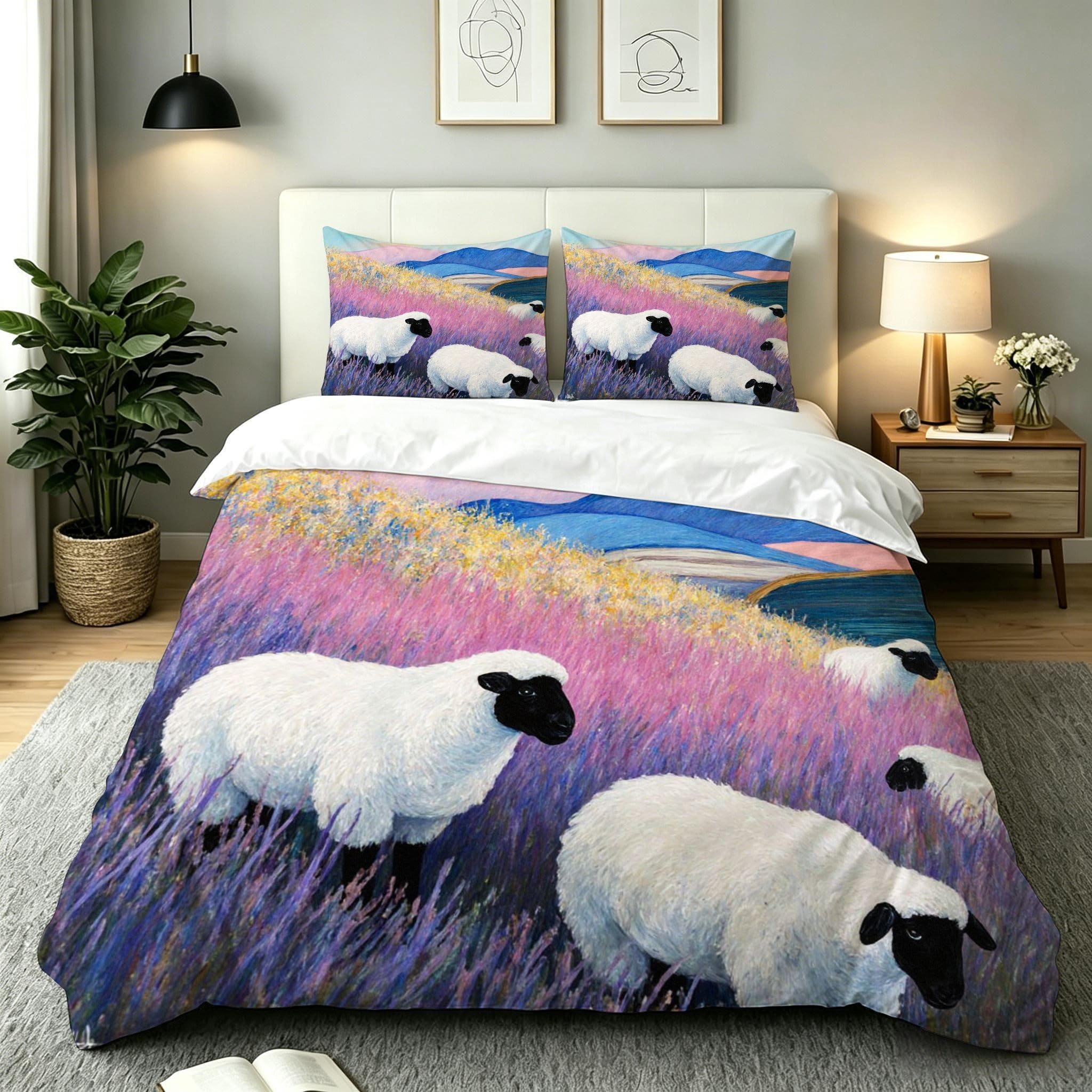Housse de couette 220x240 chèvre animal en microfibre douce infroissable et facile à laver