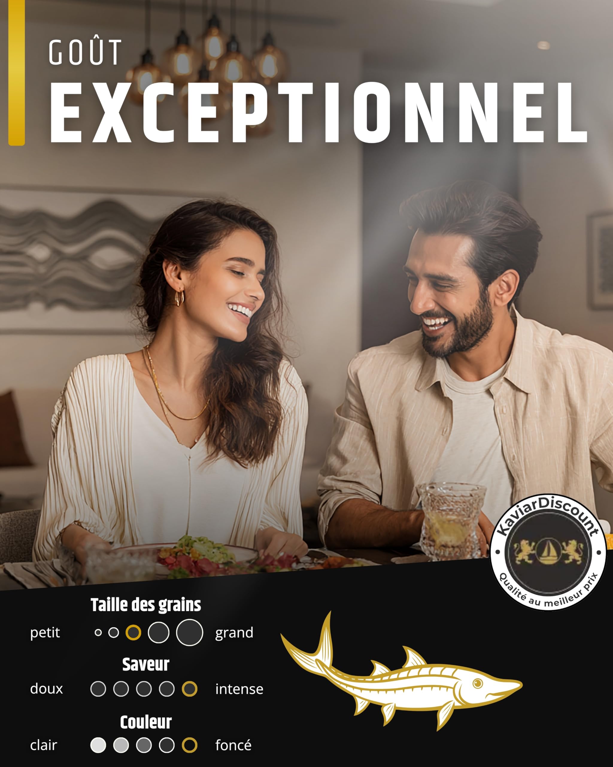 SEPEHR DAD CAVIAR Caviar Baeri d'esturgeon sibérien I 50 g à grains fermes et à l'arôme puissant I Riche en protéines et en oméga-3 I 100% durable, qualité supérieure et sans additifs