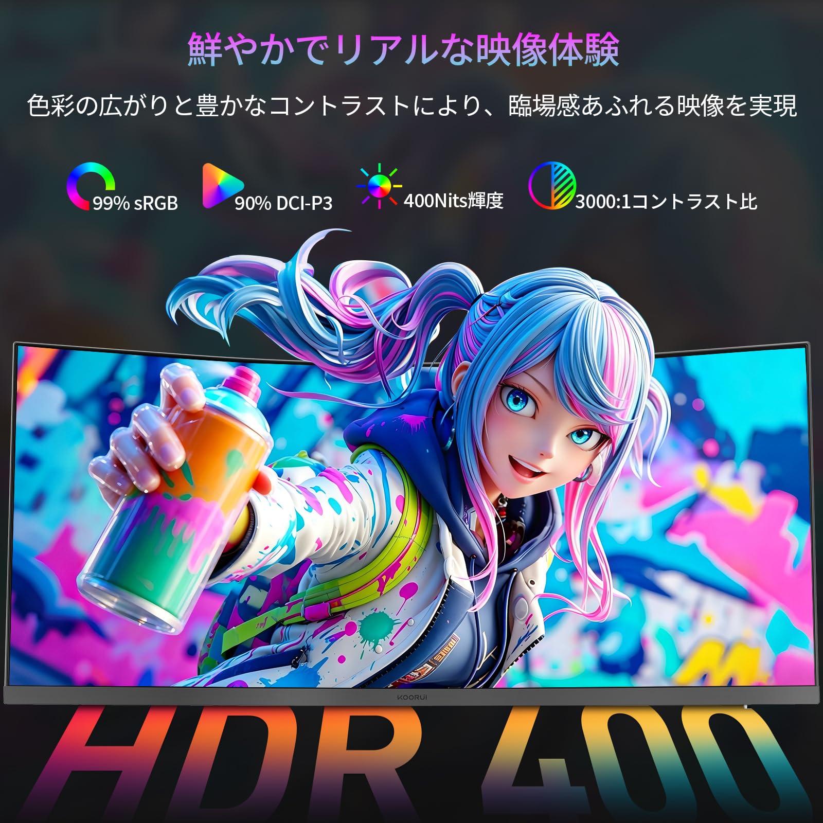 Amazon.co.jp: KOORUI ウルトラワイドモニター 34インチ 曲面1000R