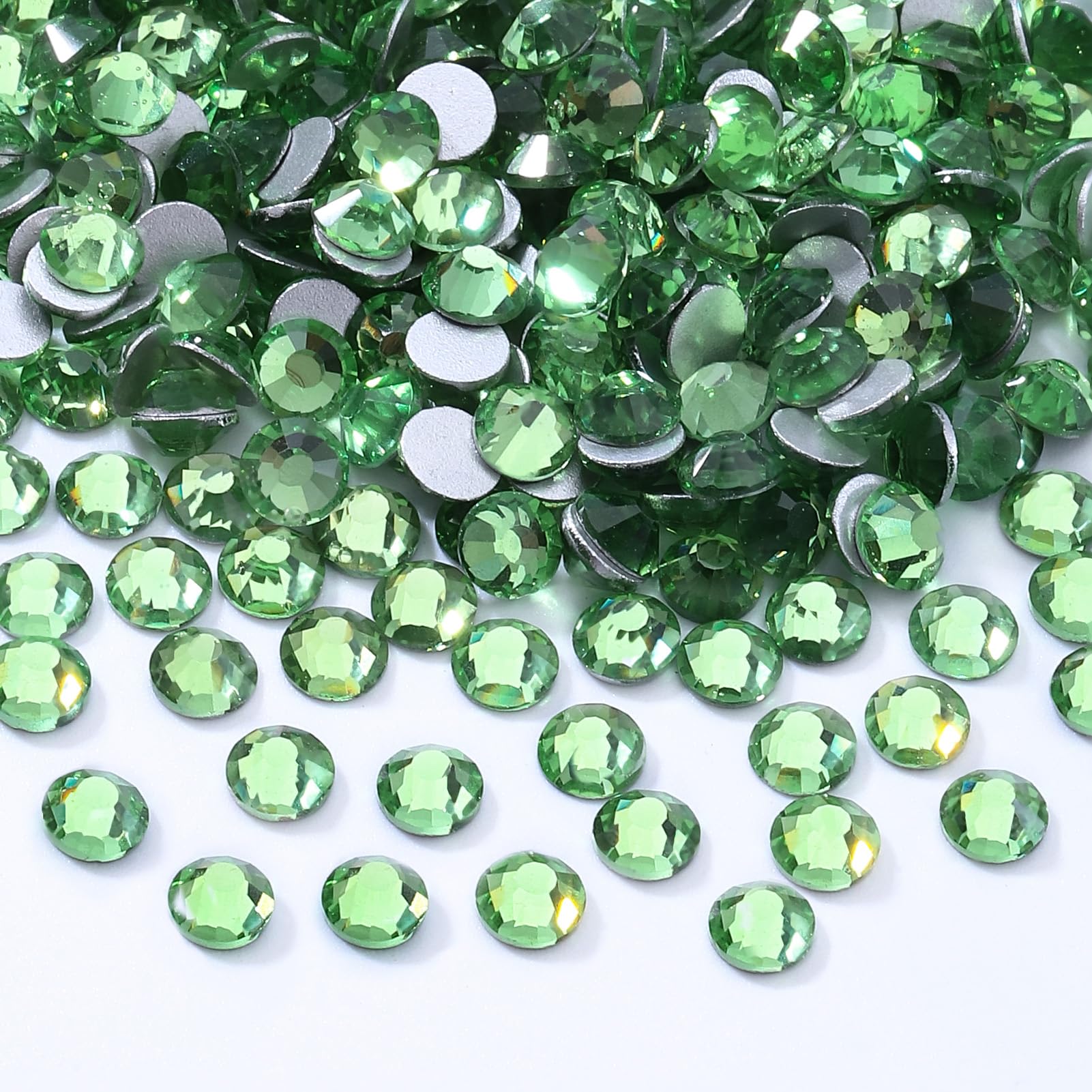Meibite Light Green Flatback Rhinestones, Glass Rhinestones for Nail Art and Craft, Glue Fix, Loose Crystal Gemstones(Lt.Green, SS20, 2880pcs, 4.6-