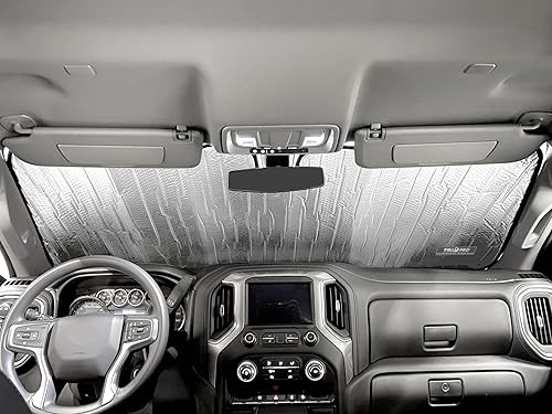Miniatura 4 de YelloPro - Parasol reflectante para parabrisas delantero 2019, 2020, 2021, 2022, 2023, Chevrolet Silverado 1500, cabina regular, cabina de
