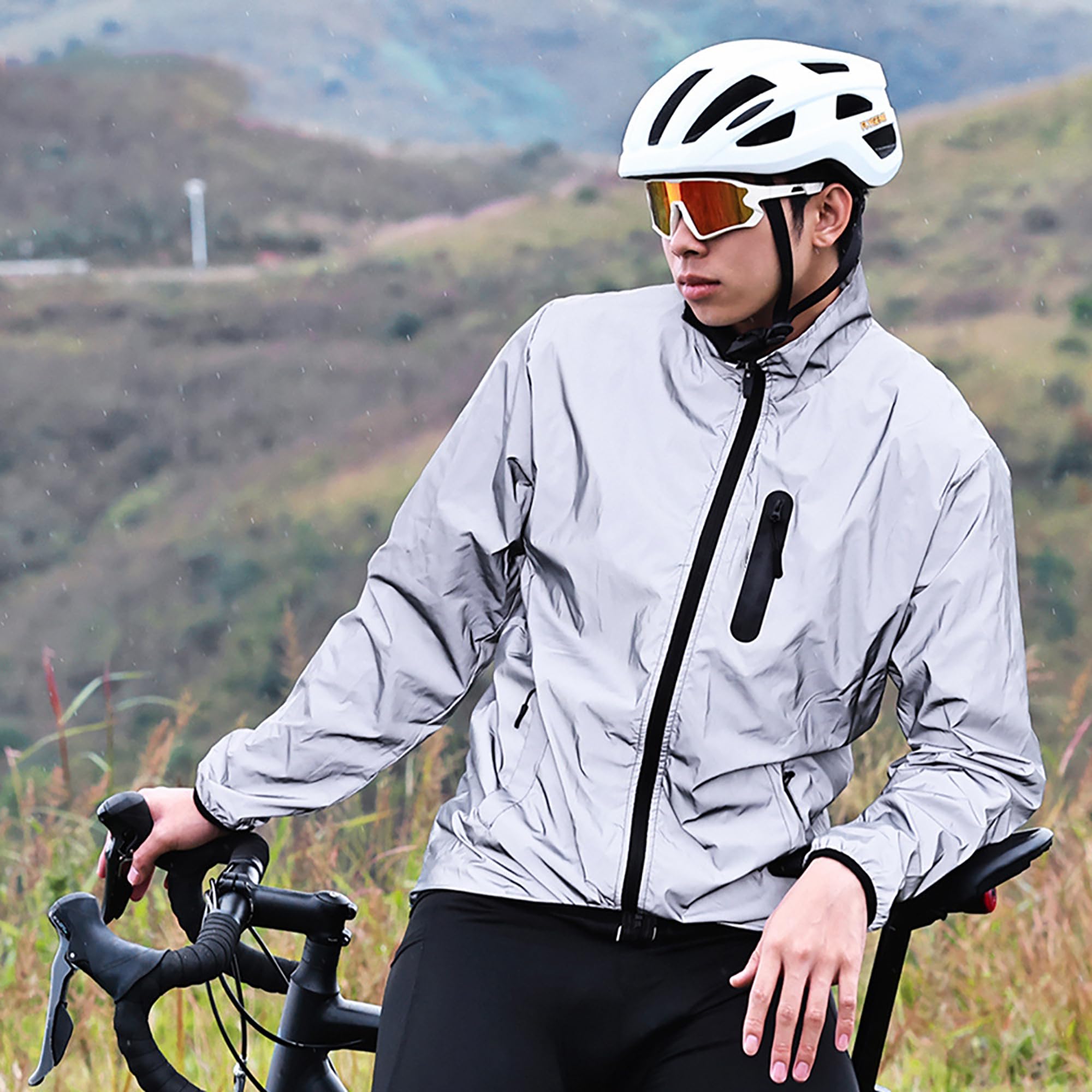 Chaqueta Reflectante Ropa de Ciclismo para Hombres, Impermeable Cortavientos Hombre y Mujer Running, Deportes al Aire Libre para Mujeres para Correr, Hacer Footing, Ciclismo