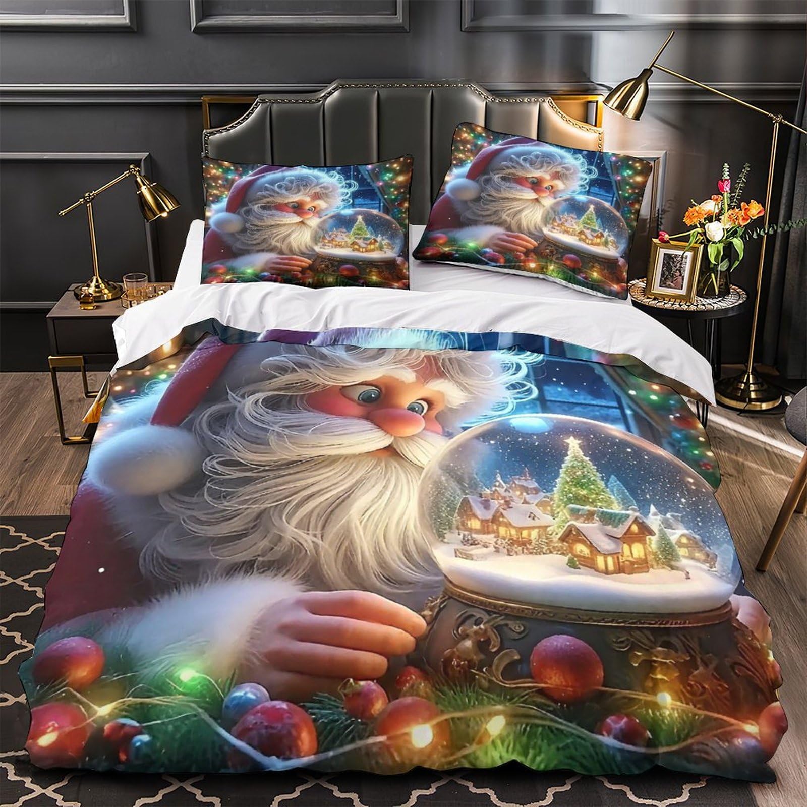 Housse de couette microfine confort pour jeunes literie de Noël 260x220cm
