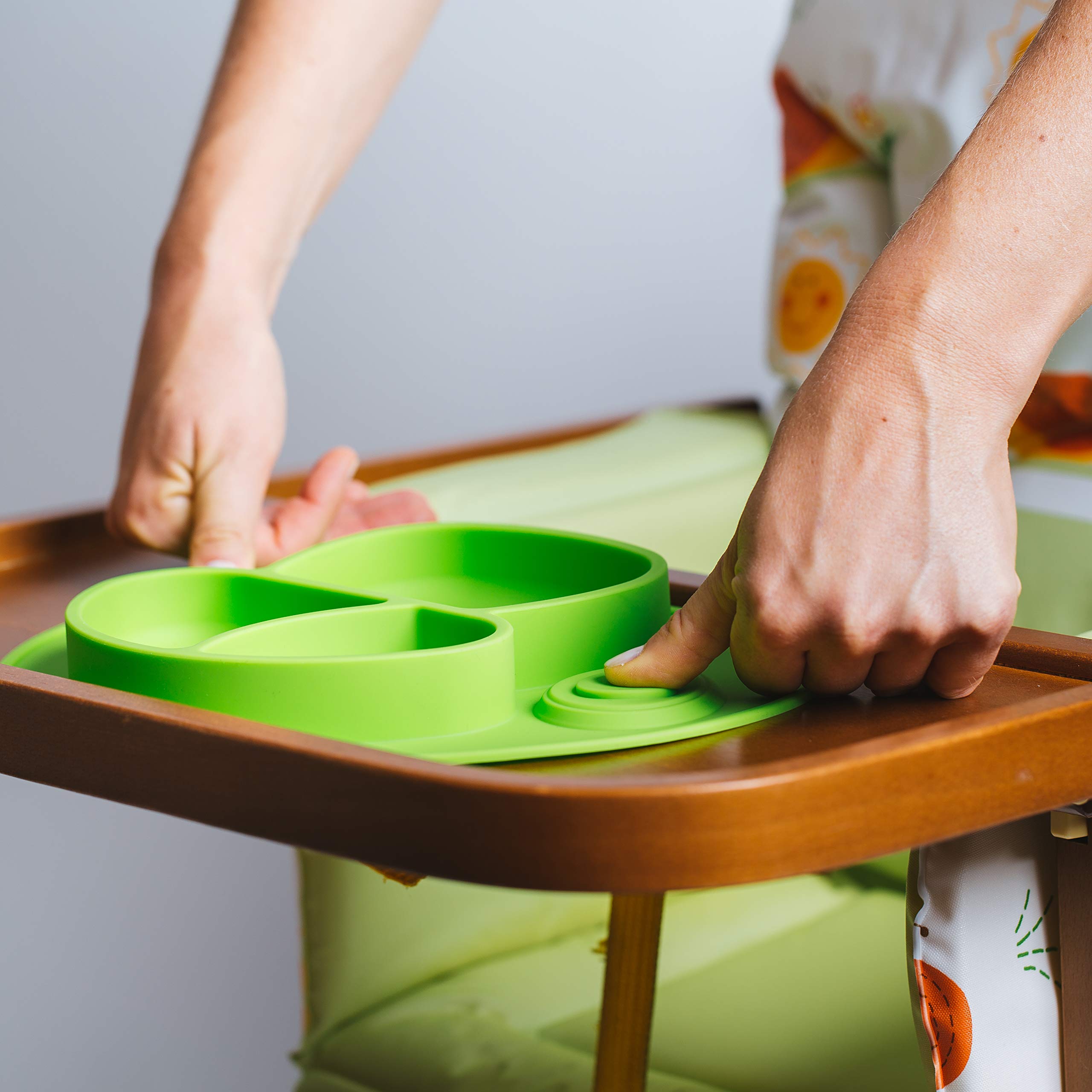 Piatto Pappa Ventosa Piatto Per Bambini Con Ventosa - 3 Scomparti, Antiscivolo, Blu Elefante Piatti Per Bambini