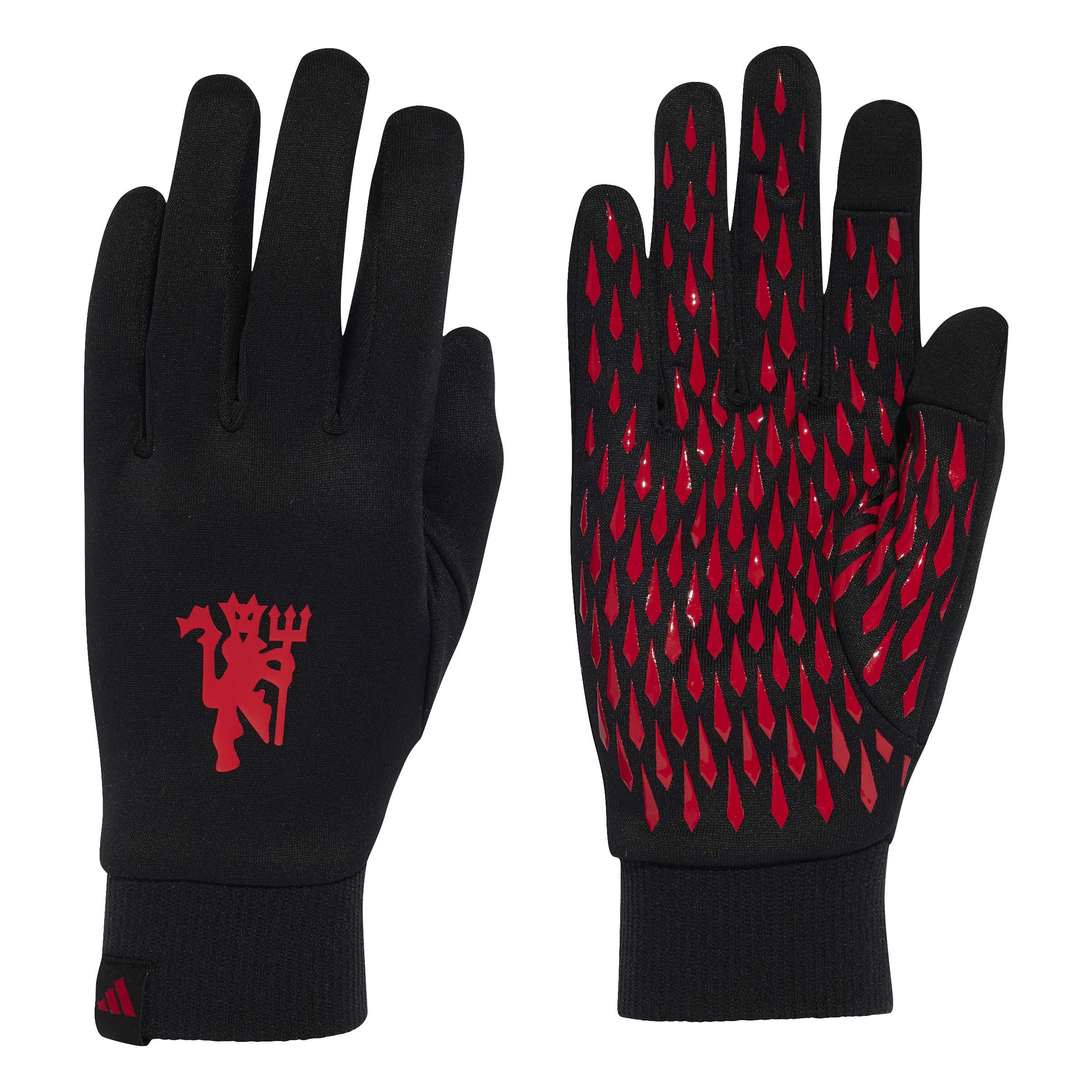 adidas Unisex Mufc - Manchester United Home Fieldplayer Gloves, black/mufc red, M