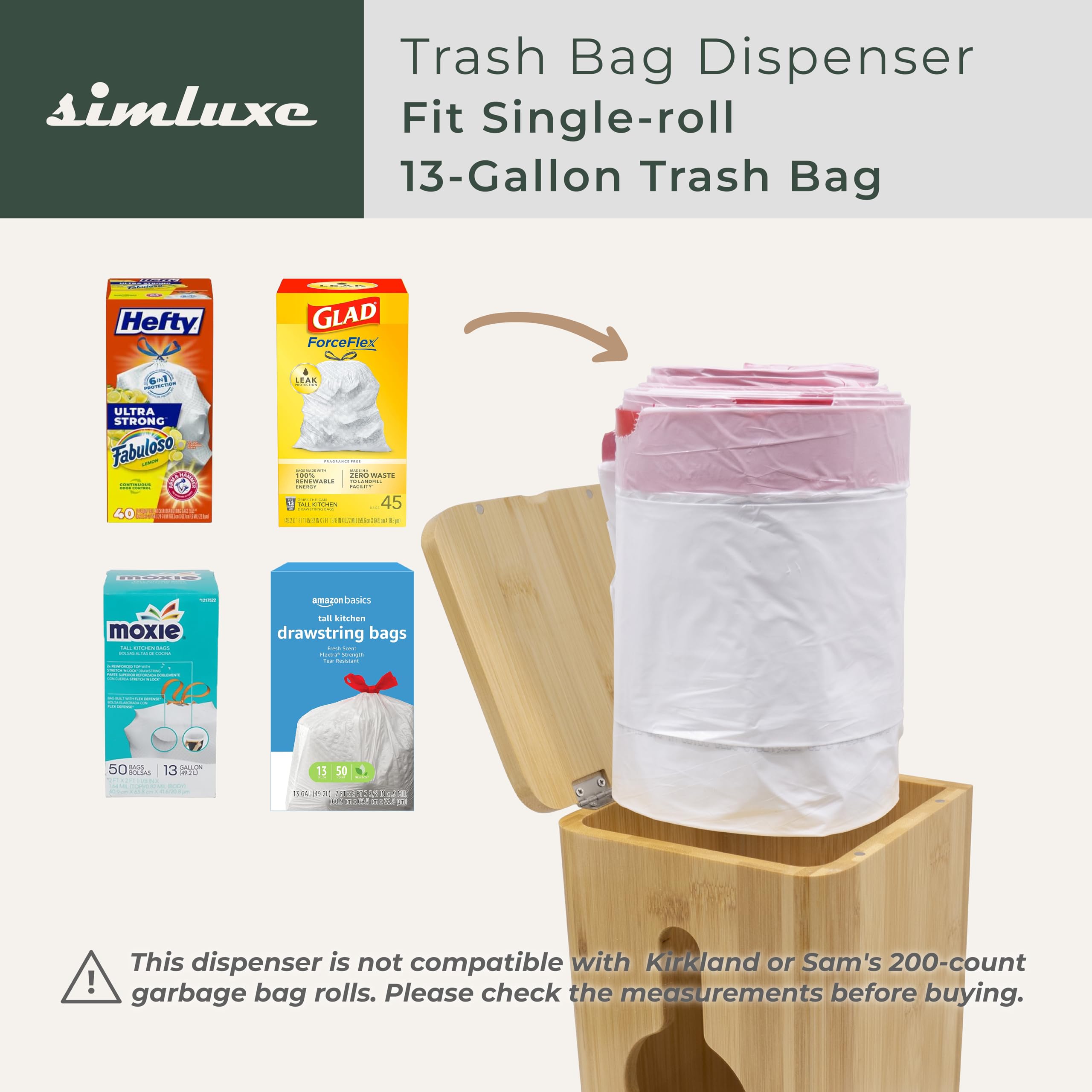 Dispensador de bolsas de basura, soporte para bolsas de basura debajo del fregadero, organizador de bolsas de basura de montaje en pared para cocina