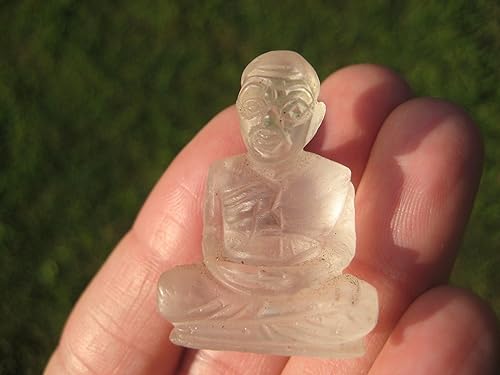 Miniatura 2 de Estatua de arte de piedra monje budista de cristal de cuarzo natural talla Myanmar A12