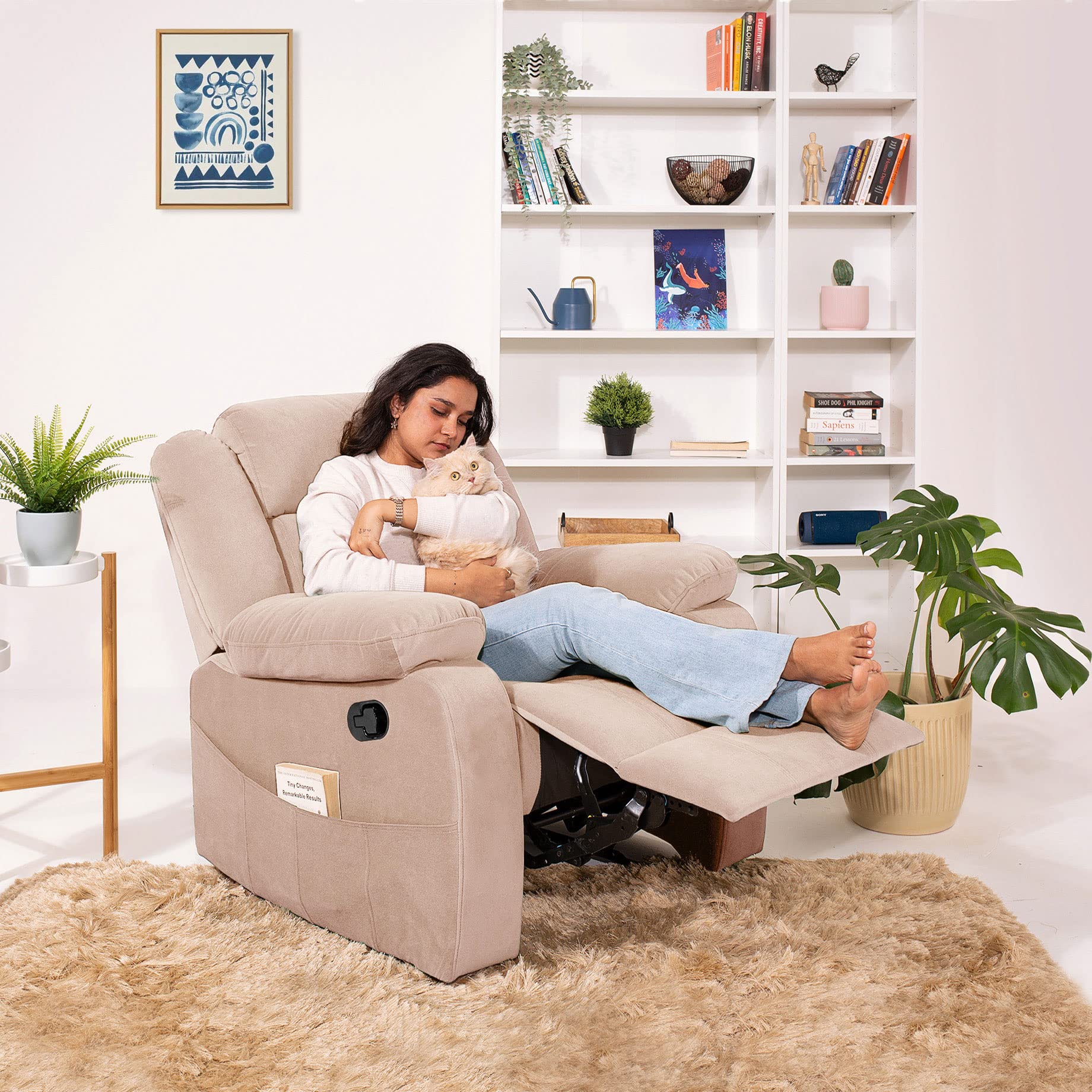 Jordyblue Single Seater Manual Recliner Sofa Solid Wood Year