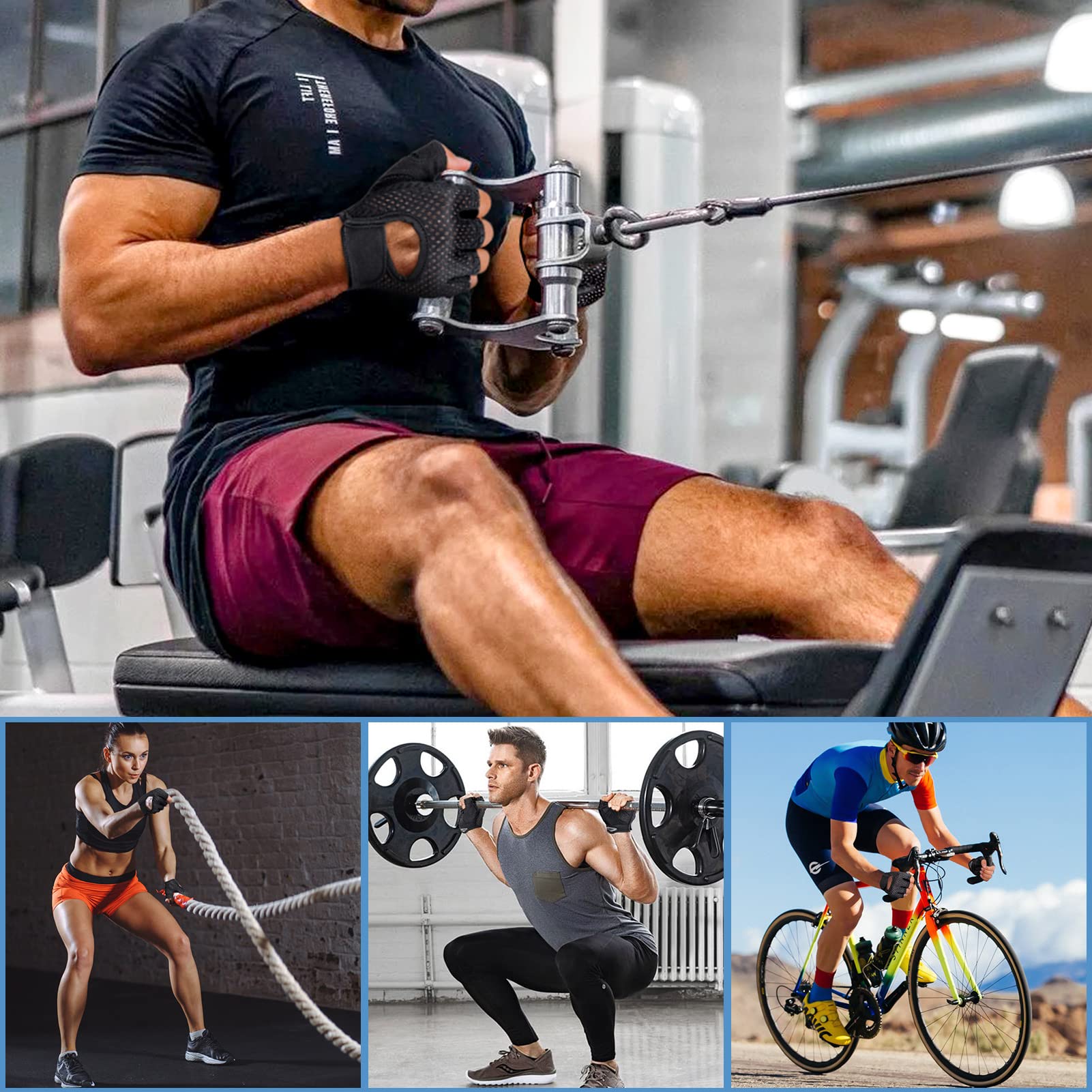 MELLIEX Guanti Palestra Professionale Nero Guanti Palestra Protezione Palmo Extra Grip Antiscivolo,Perfetti per Sollevamento Pesi, Bodybuilding, allenamento per Uomini e Donne