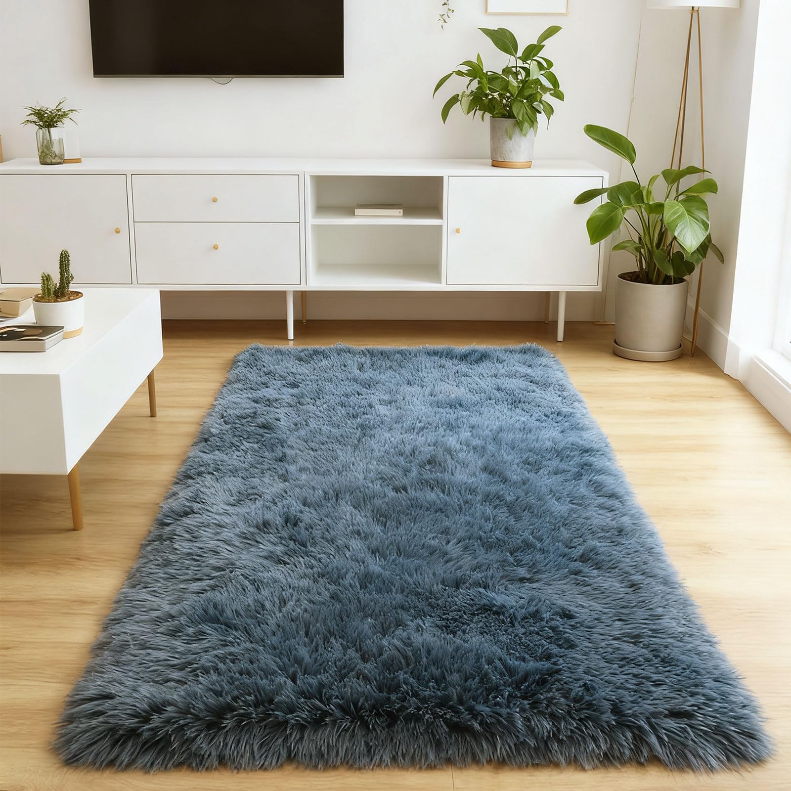 Tapis rectangle pour salon chambre doux et moelleux gris 170x300