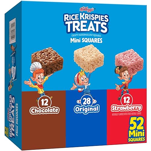 Rice Krispies Treats Mini Crispy Marshmallow Squares, Kids Snacks, Lunch Snacks, Variety Pack, 20.1oz Box (52 Bars) - Variety - 52 Bars