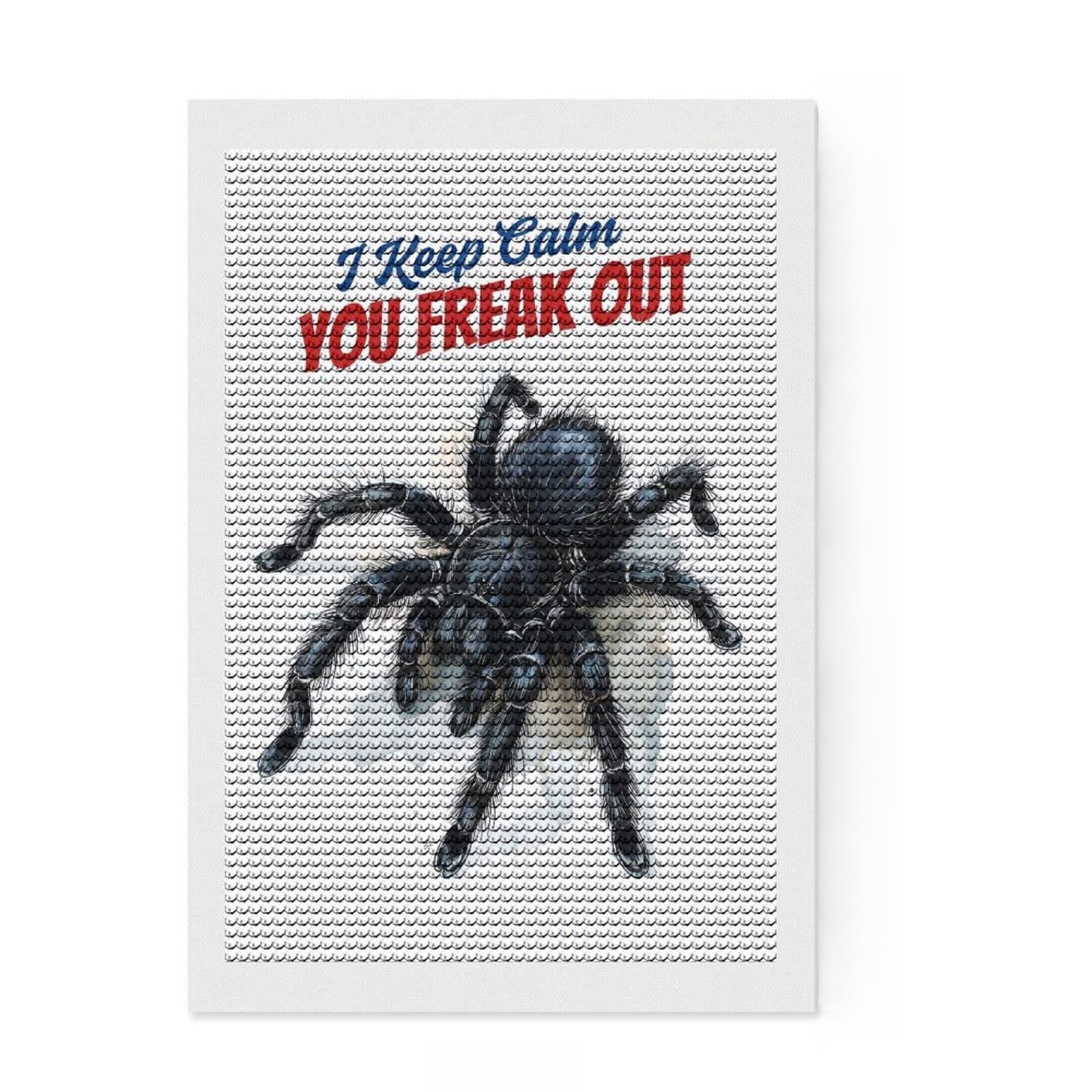 Junmoney Tarantula Watercolor Art I Keep Calm, You Freak Out Tarantula Diamond Art Kit 8"x12", Home Wall Decor, for Creative Relaxation, Mindful Craft Activity, Thoughtful Handmade Gift