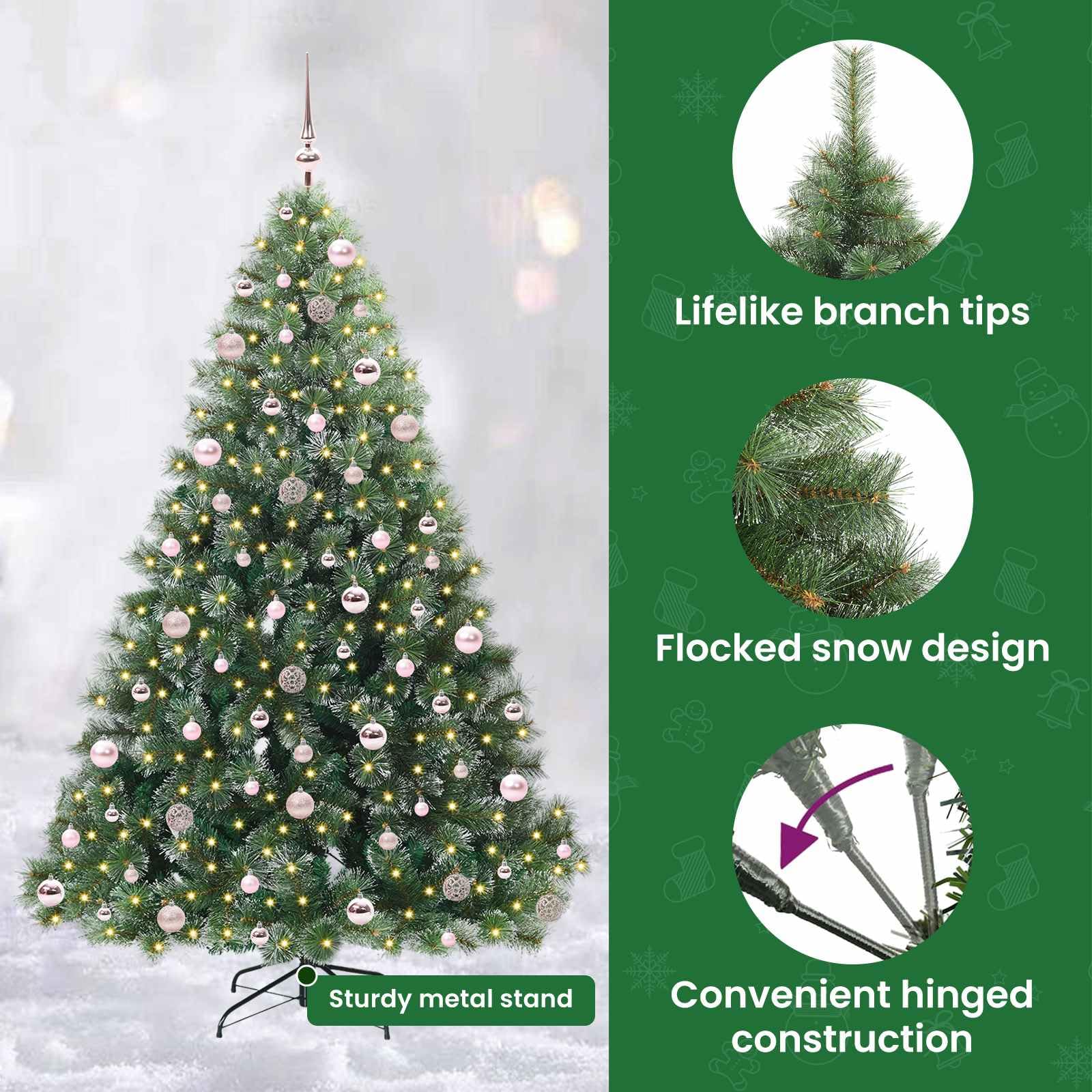 vidaXL Sztuczna choinka z 300 diodami LED Zielony 210 cm PE i PVC