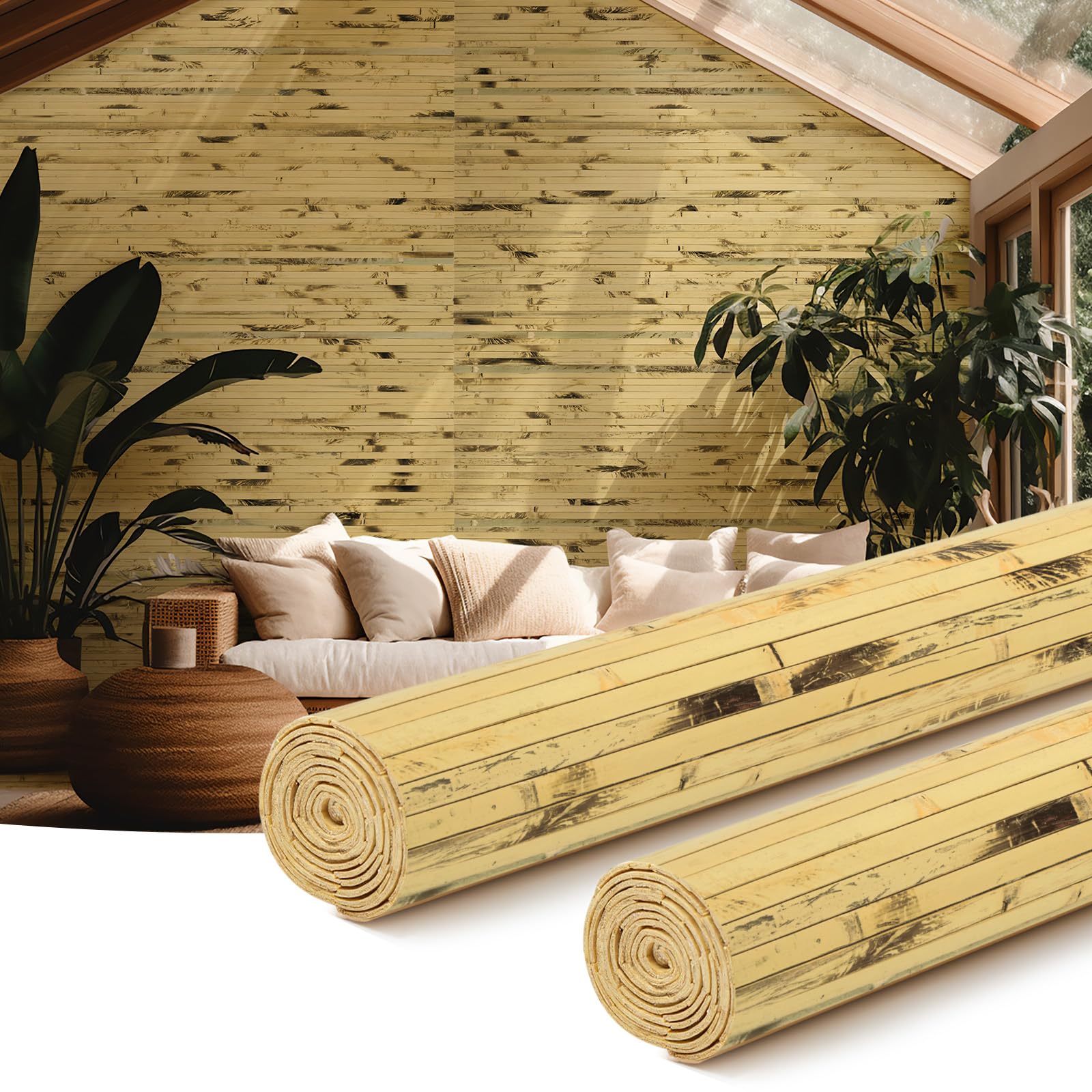 Juexica 2-Pack Natural Bamboo Wall Panel