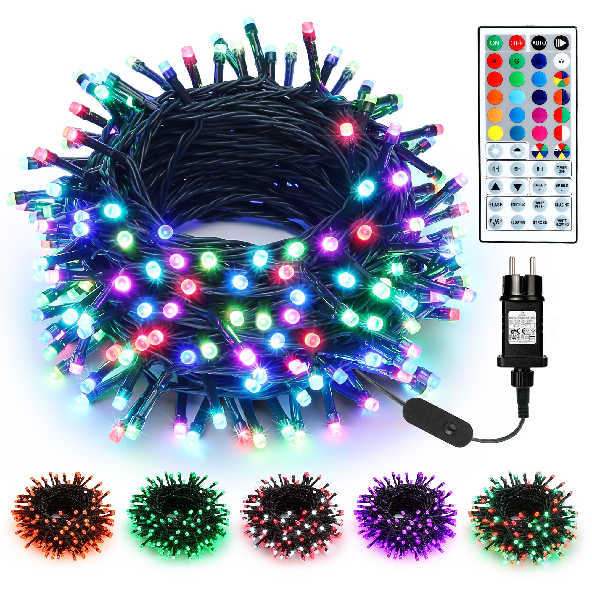 BrizLabs Luces de Navidad para Exterior, 20M 200 LED Colorido RGB Guirnalda Luces Decorativas Control Remoto a Prueba de Agua para Habitación Árbol de Navidad Interior Casa Fiesta Halloween