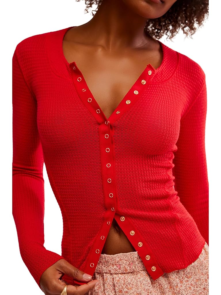 Red Free People Going Places Cardi