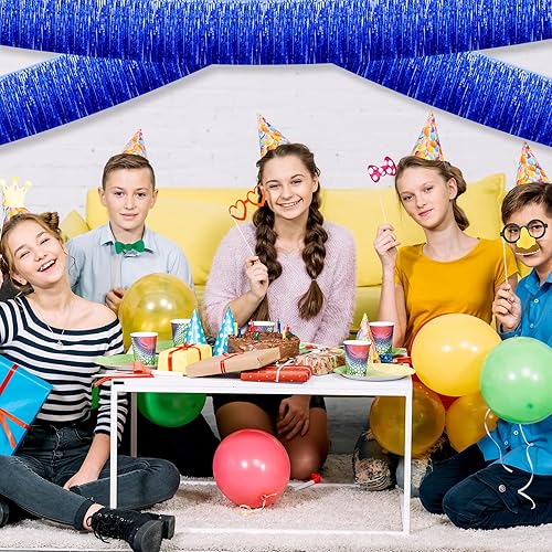 Miniatura 3 de Paquete de 6 guirnaldas de flecos metálicos de oropel de 10 pies para colgar en la pared, telón de fondo para flotadores de desfile, despedida de