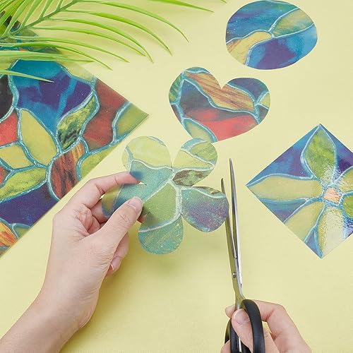 Miniatura 6 de GORGECRAFT 5 piezas de película de privacidad para ventana, película de vidrieras no adhesivas, para tintar, calcomanías decorativas de vidrio,