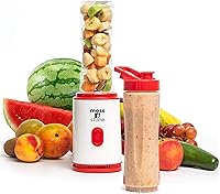 Vista 8 de Moss & Stone Licuadora personal negra para batidos, mezcladora de un solo toque con botella de 20 onzas sin BPA, electrodoméstico compacto