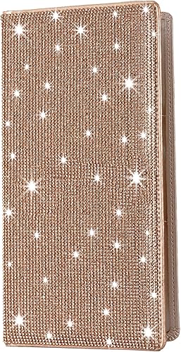 Miniatura 7 de ERWUBA Soporte para documentos de registro y seguro de automóvil con diamantes de imitación, de cuero con purpurina, organizador de guanteras de