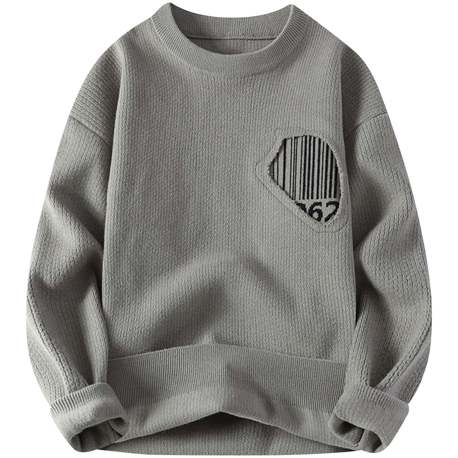 Herren Pullover Elegant - Strickpullover Herren Winterpullover, Herrenpullover Mantel Lässiger Strickpullover Langarm Einfarbig Used Warmes Weiches Modisches Oberteil Bequeme Oberbekleidung für Den