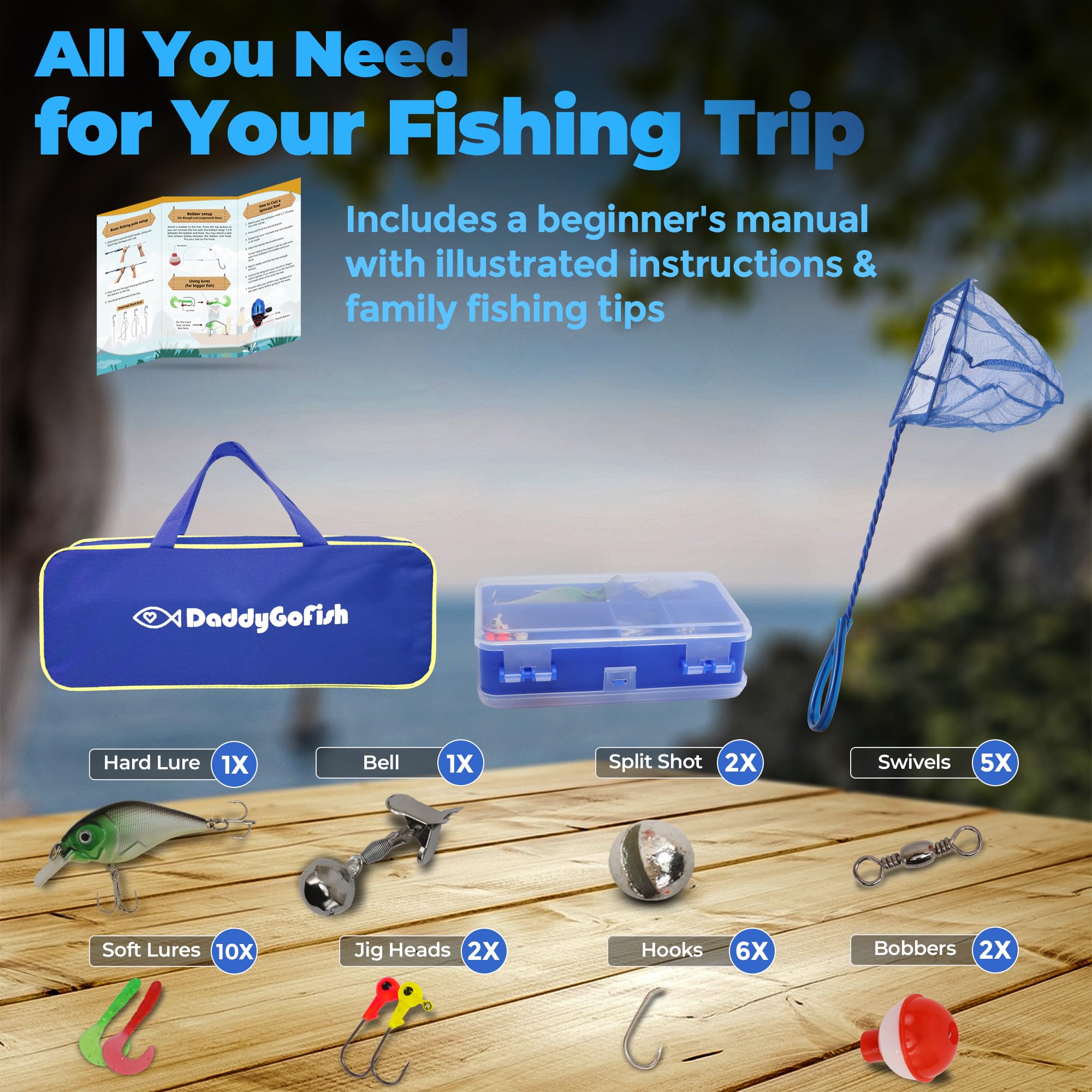 Amazon.com : DaddyGoFish Kids Fishing Pole - Rod Reel Combo Tackle Box Starter Set - First Year Small Gear Kit for Boys Girls Toddler Youth Age Beginner Little Children (Essential Set, Blue + Amazon.com : DaddyGoFish Kids Fishing Pole - Rod Reel Combo Tackle Box Starter Set - First Year Small Gear Kit for Boys Girls Toddler Youth Age Beginner Little Children (Essential Set, Blue +