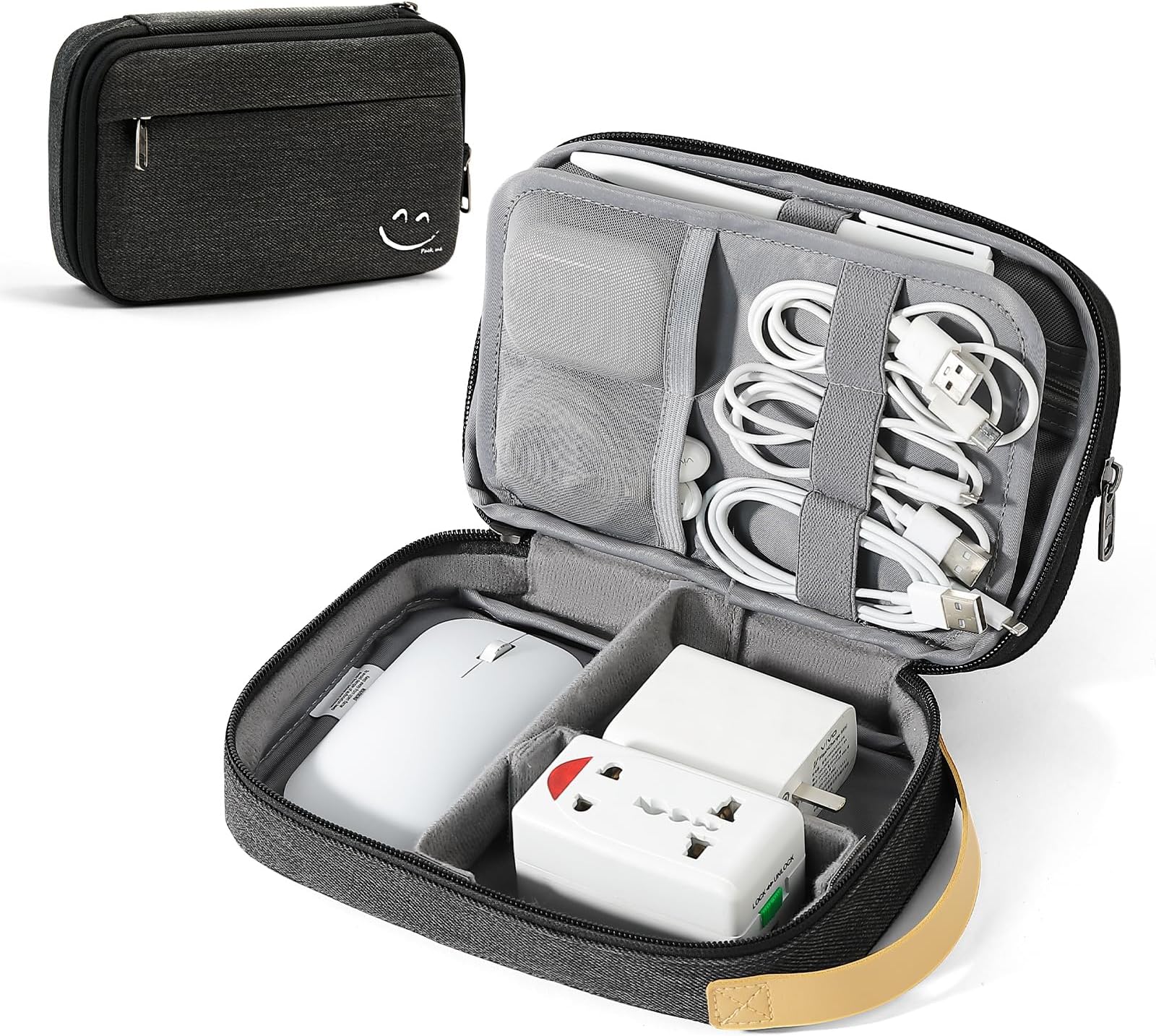 Travelkin Cord Organizer Travel, Electronic Organizer Travel Case, Cable Organizer Bag For Cords,Chargers Phone, Sd Card,Usbs (Black)