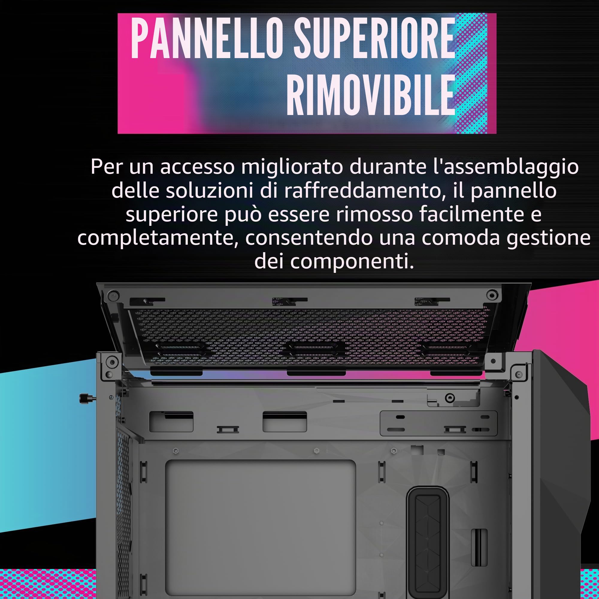 Cooler Master TD300 Case PC Mesh - Mini-Tower,Elevato Flusso d'Aria, 2 x 120mm Ventole ARGB,Supporto MB Micro-ATX e Mini-ITX,Pannello Laterale in Vetro Temperato,Coperchio Rimovibile,Hub ARGB/PWM