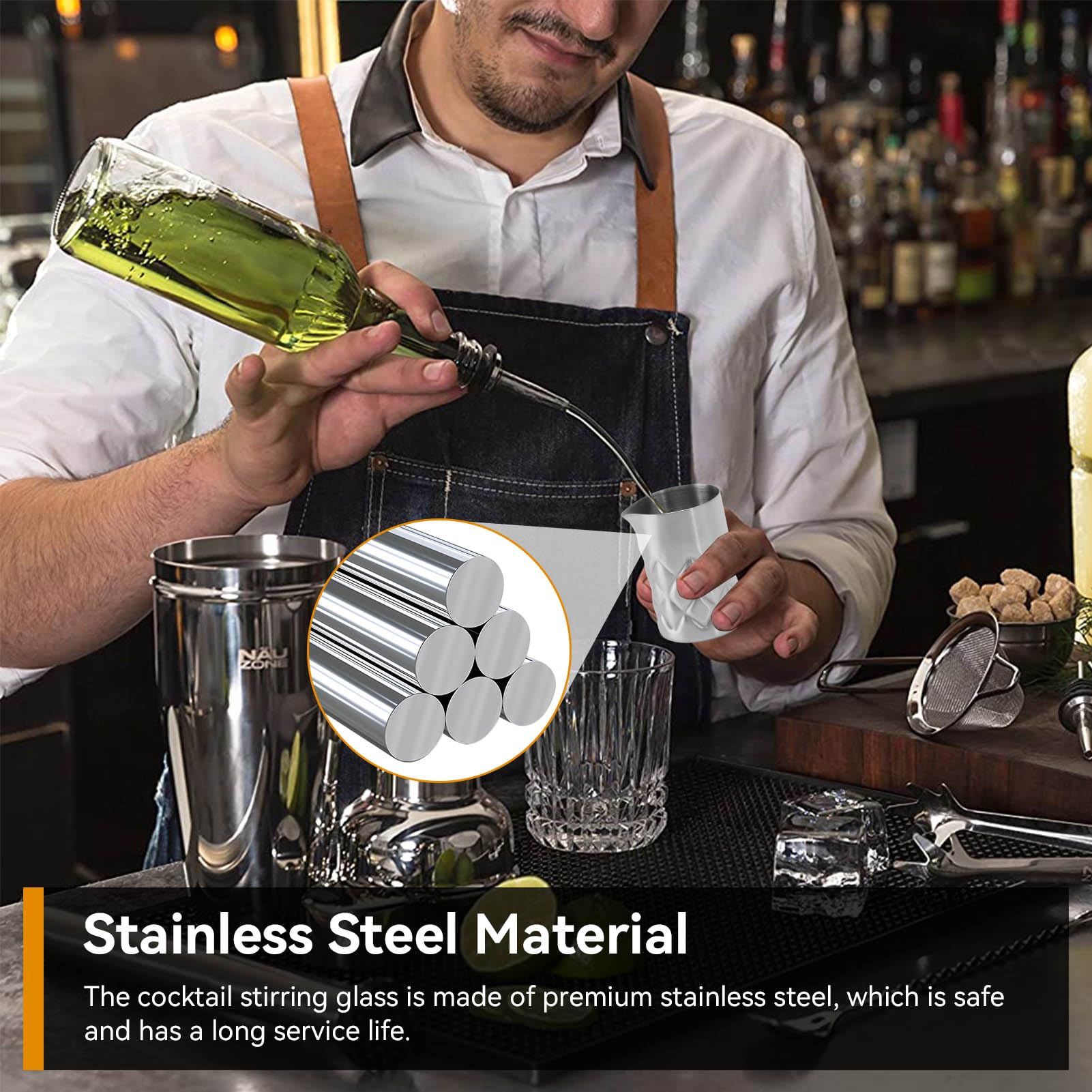 2PCS Cocktail Mixing Glass, 2oz Stainless Steel Cocktail Stirring Glass Beaker for Home Bartender Bar Whiskey Martini Drink Shaker Accessories