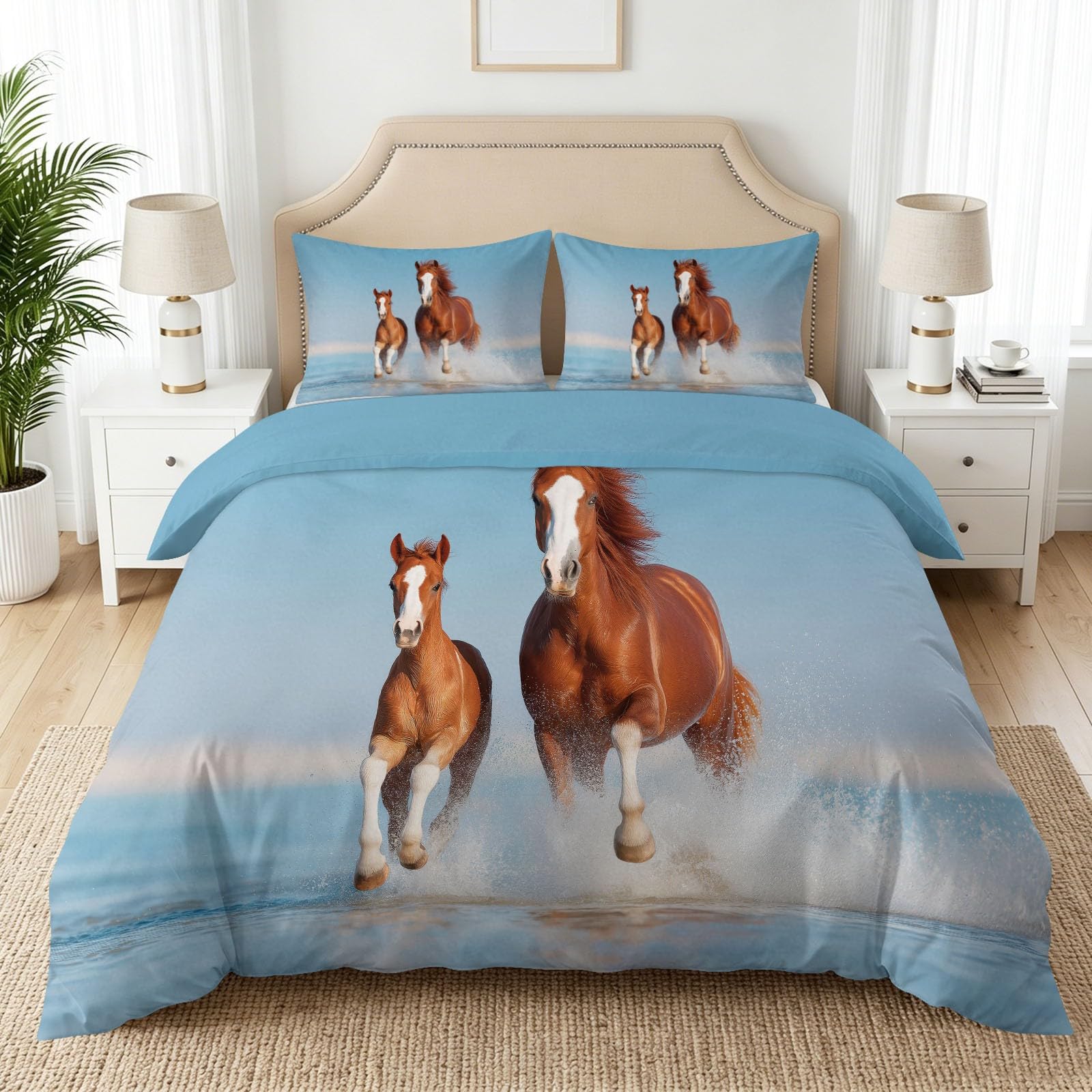 Housse de couette microfibre douce et respirante 90x190 cm fermeture éclair océan