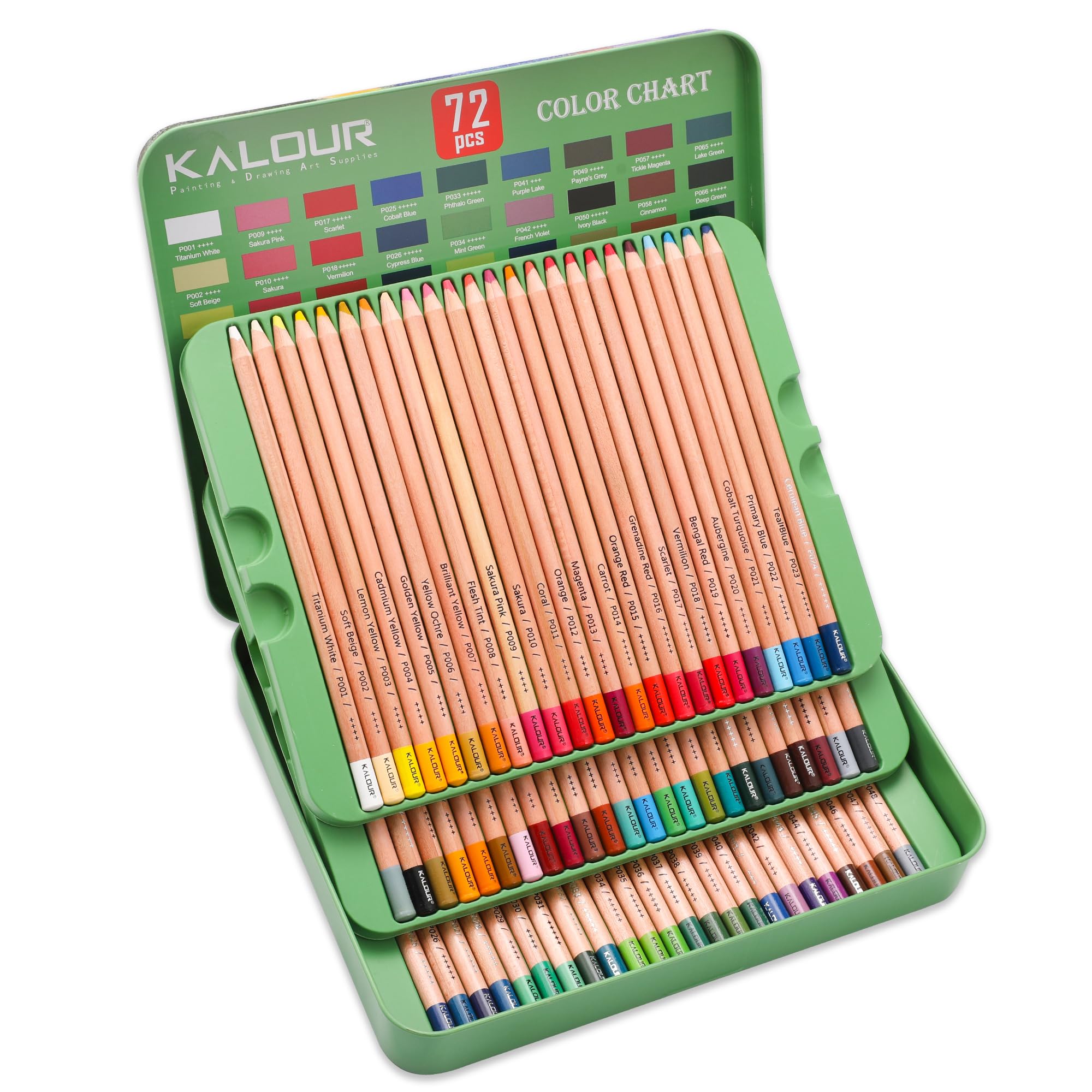 KALOUR Pro Pastel Chalk Colored Pencils,Set of 72 Colors,Color Charcoal Pencils for Drawing Sketching Coloring Shading,Art Supplies for Adults Artists