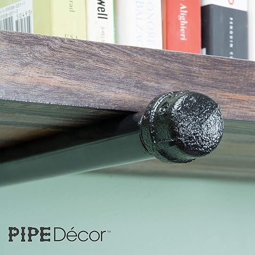 Miniatura 8 de Pipe DÉCOR - Juego de 4 soportes industriales galvanizados de acero negro para estantes colgantes, soporte montado en la pared, pre-sellado y listo