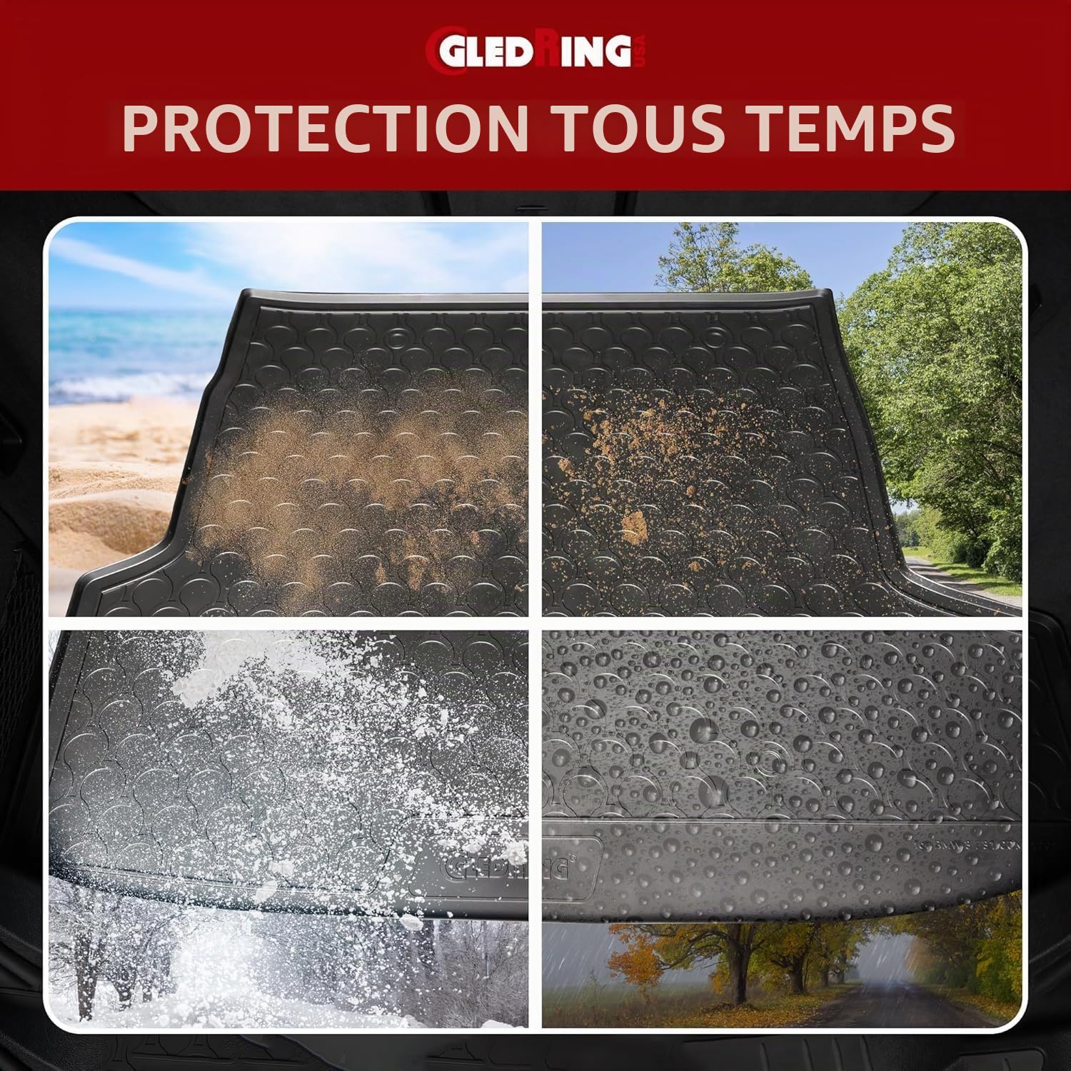 Gledring Tapis de Coffre Rubbasol (Caoutchouc) sur Mesure