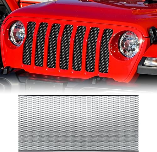 Miniatura 53 de AggAuto Inserto de malla compatible con Jeep Wrangler JK JKU 2007-2018, rejilla frontal de metal de aleación de aluminio negro para accesorios
