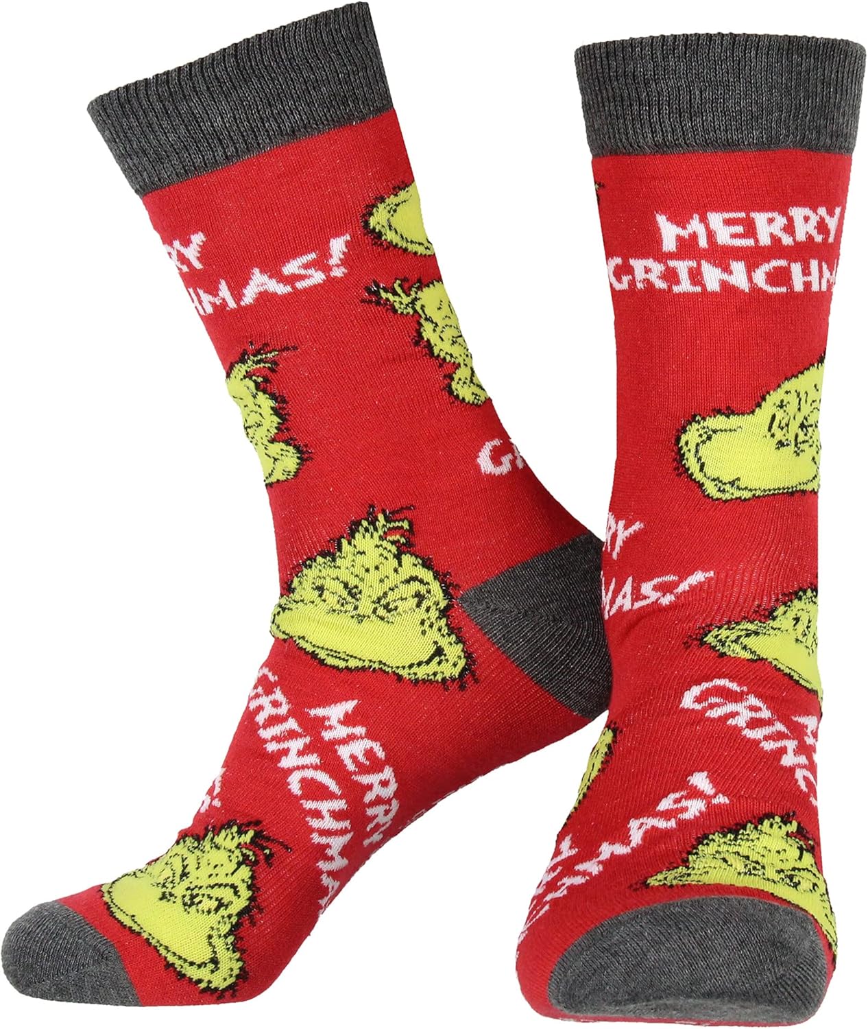 Dr Seuss The Grinch Character Adult Holiday Crew Socks 2 Pair - Image 4