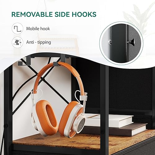 Miniatura 7 de YITAHOME Soporte de TV con estación de carga, cómoda de 9 cajones para TV de 55 pulgadas, soporte negro con bolsillos laterales, tela para sala de A